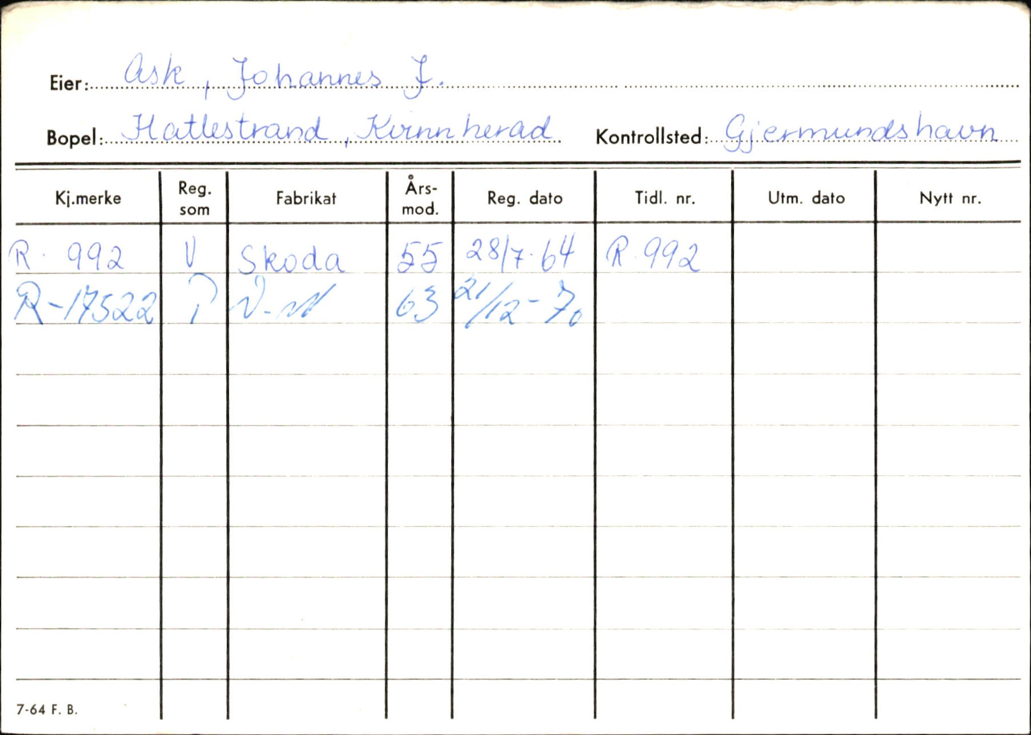 Statens vegvesen, Hordaland vegkontor, AV/SAB-A-5201/2/Ha/L0002: R-eierkort A, 1920-1971, s. 984