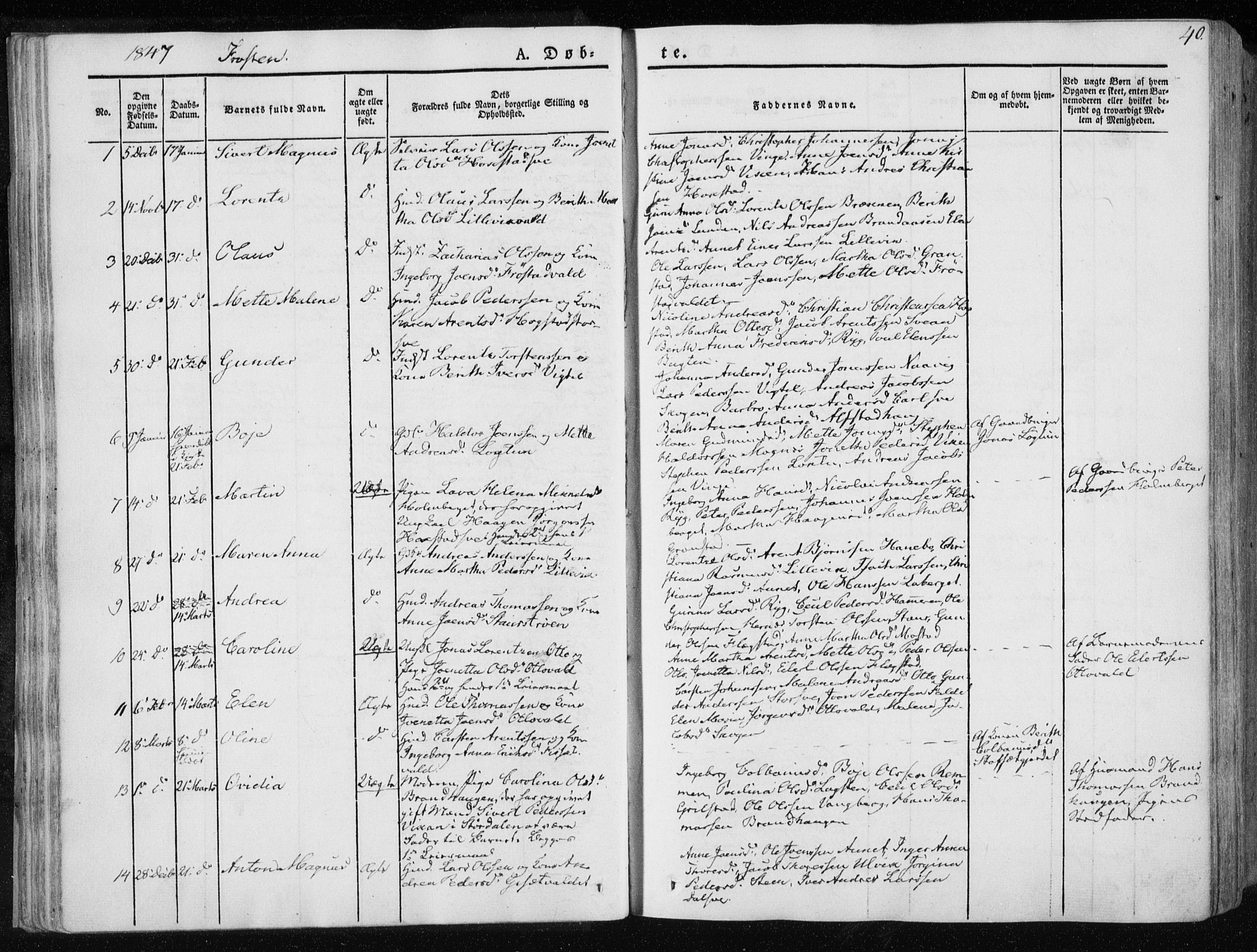 Ministerialprotokoller, klokkerbøker og fødselsregistre - Nord-Trøndelag, AV/SAT-A-1458/713/L0115: Ministerialbok nr. 713A06, 1838-1851, s. 40