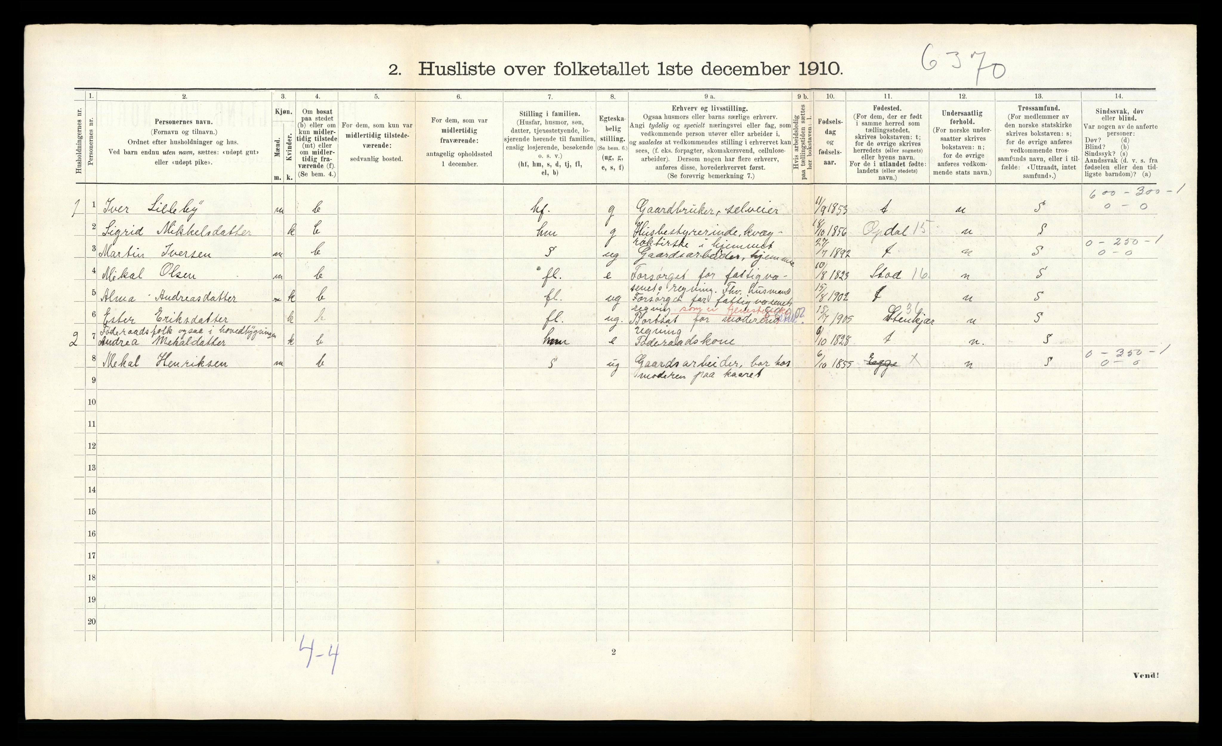 RA, Folketelling 1910 for 1733 Egge herred, 1910, s. 398