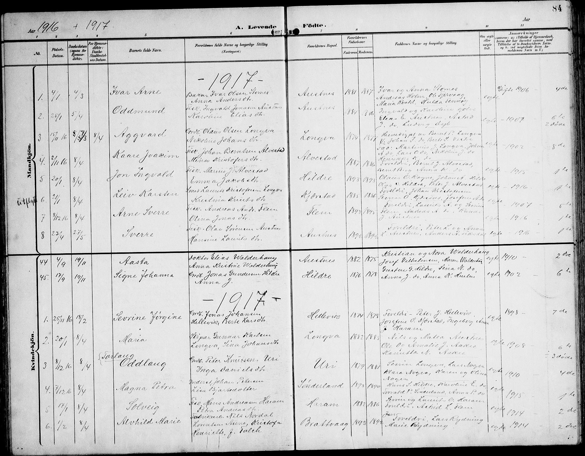 Ministerialprotokoller, klokkerbøker og fødselsregistre - Møre og Romsdal, SAT/A-1454/536/L0511: Klokkerbok nr. 536C06, 1899-1944, s. 84