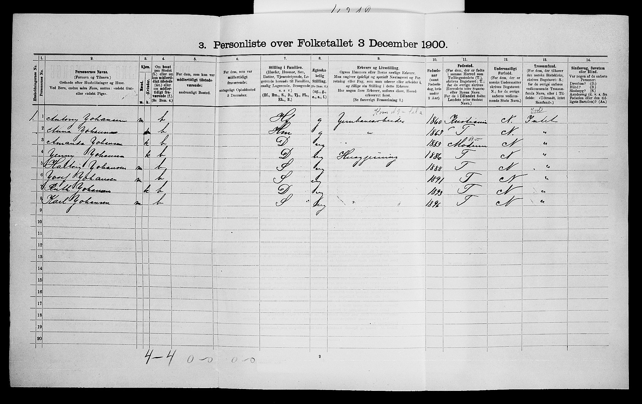 SAO, Folketelling 1900 for 0219 Bærum herred, 1900