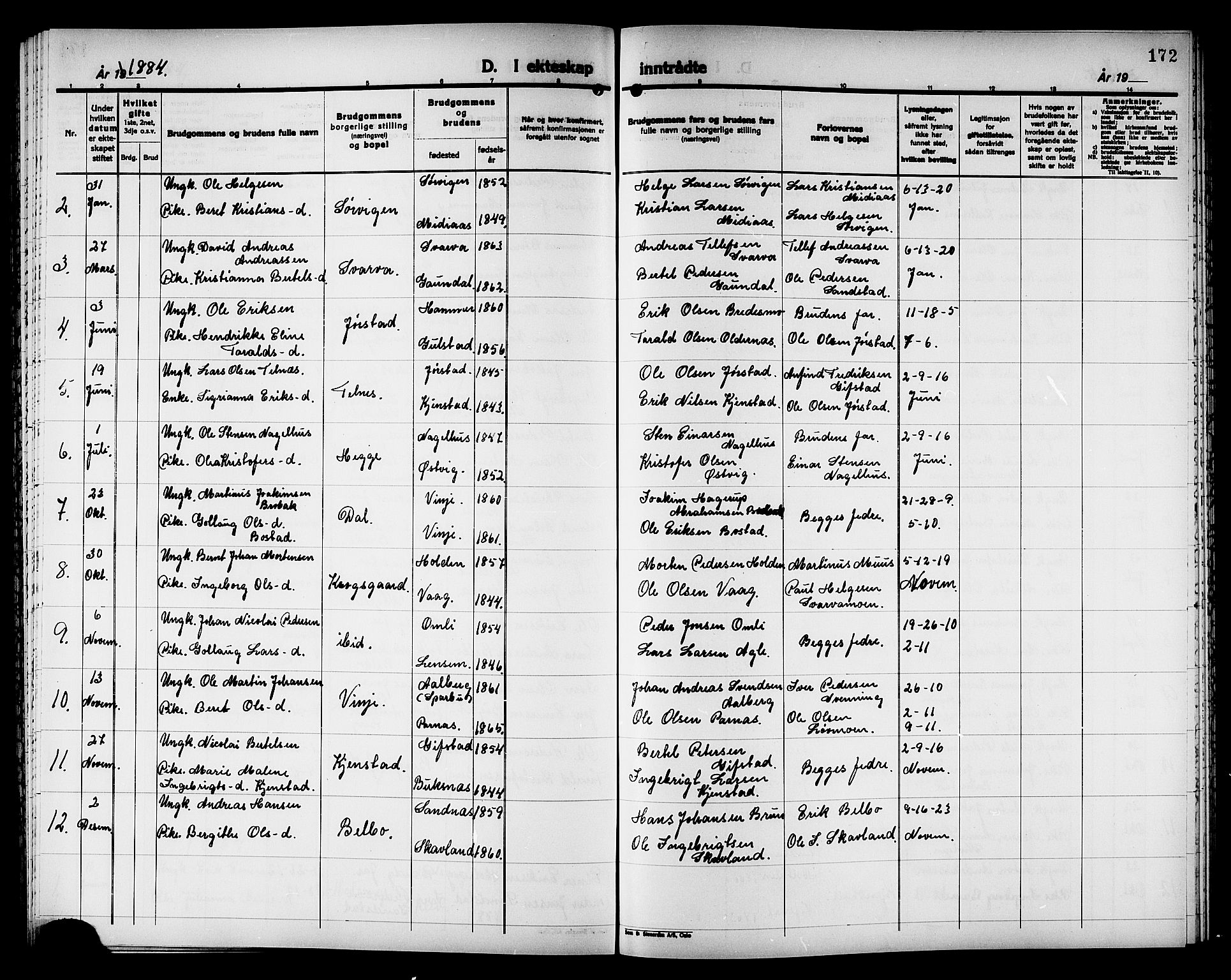 Ministerialprotokoller, klokkerbøker og fødselsregistre - Nord-Trøndelag, AV/SAT-A-1458/749/L0486: Ministerialbok nr. 749D02, 1873-1887, s. 172