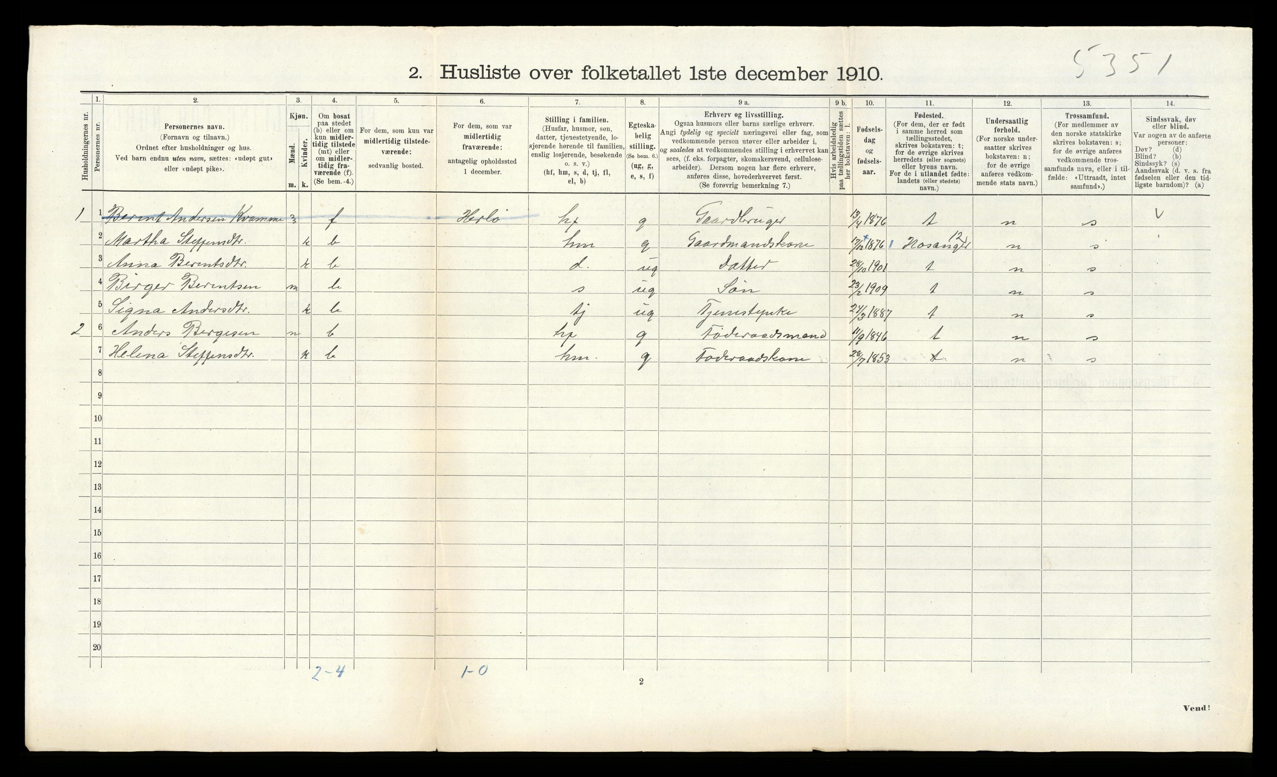 RA, Folketelling 1910 for 1257 Alversund herred, 1910, s. 729