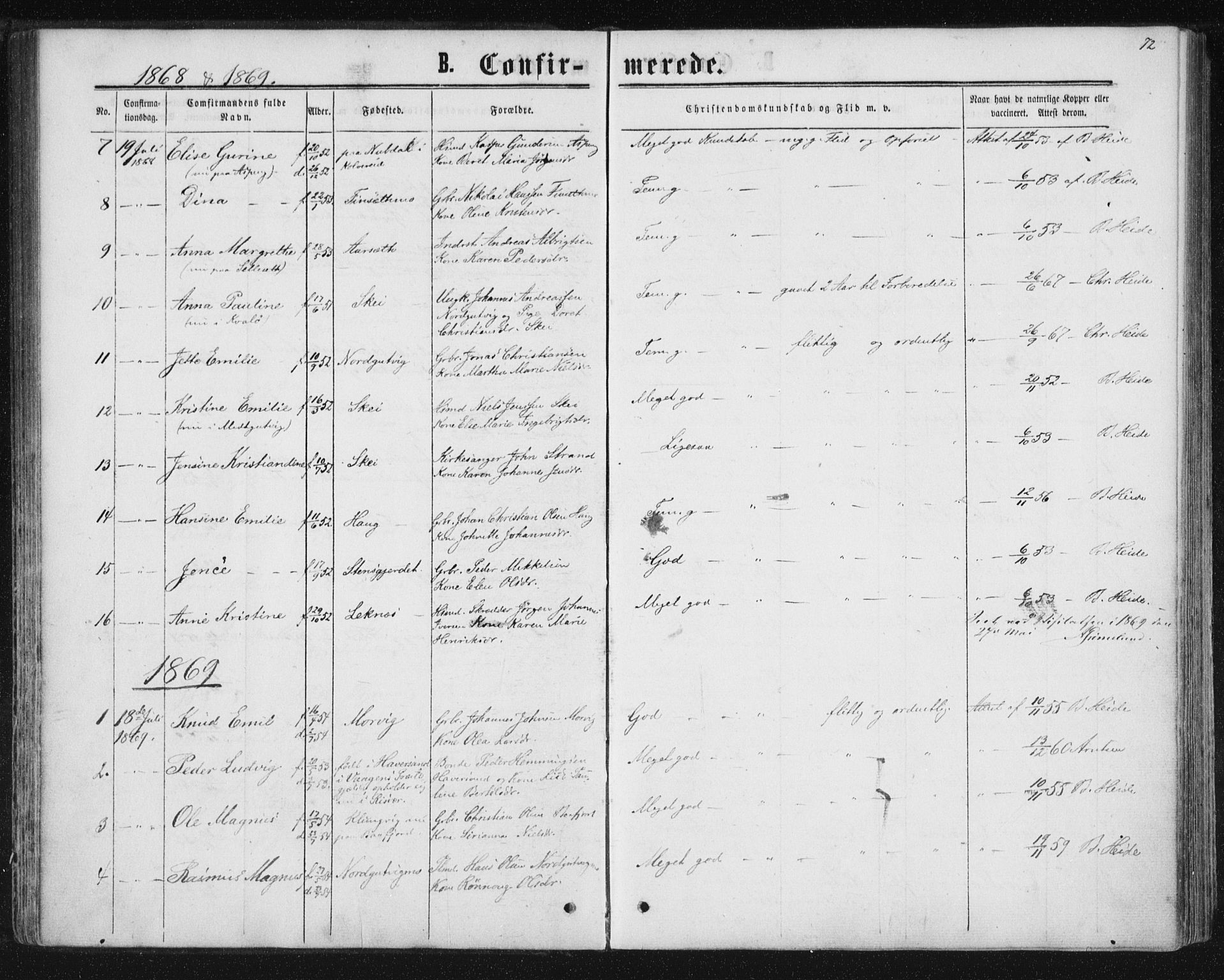Ministerialprotokoller, klokkerbøker og fødselsregistre - Nord-Trøndelag, SAT/A-1458/788/L0696: Ministerialbok nr. 788A03, 1863-1877, s. 72