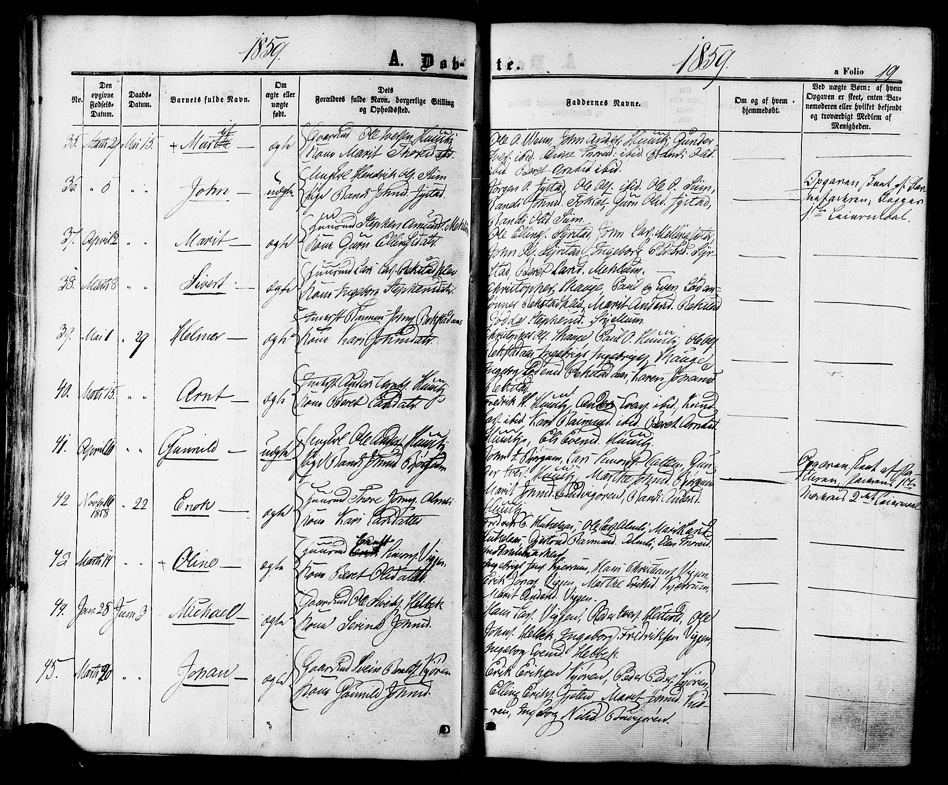 Ministerialprotokoller, klokkerbøker og fødselsregistre - Sør-Trøndelag, AV/SAT-A-1456/665/L0772: Ministerialbok nr. 665A07, 1856-1878, s. 19
