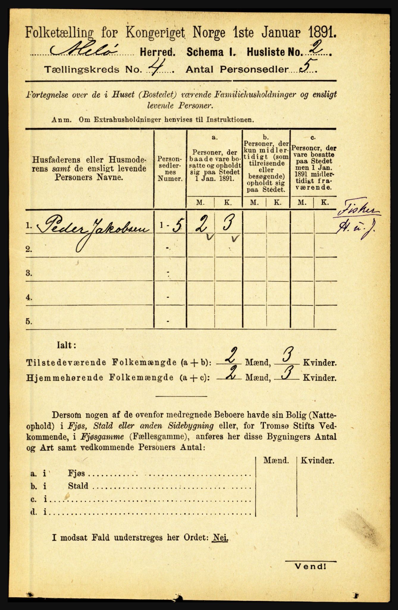 RA, Folketelling 1891 for 1837 Meløy herred, 1891, s. 1419