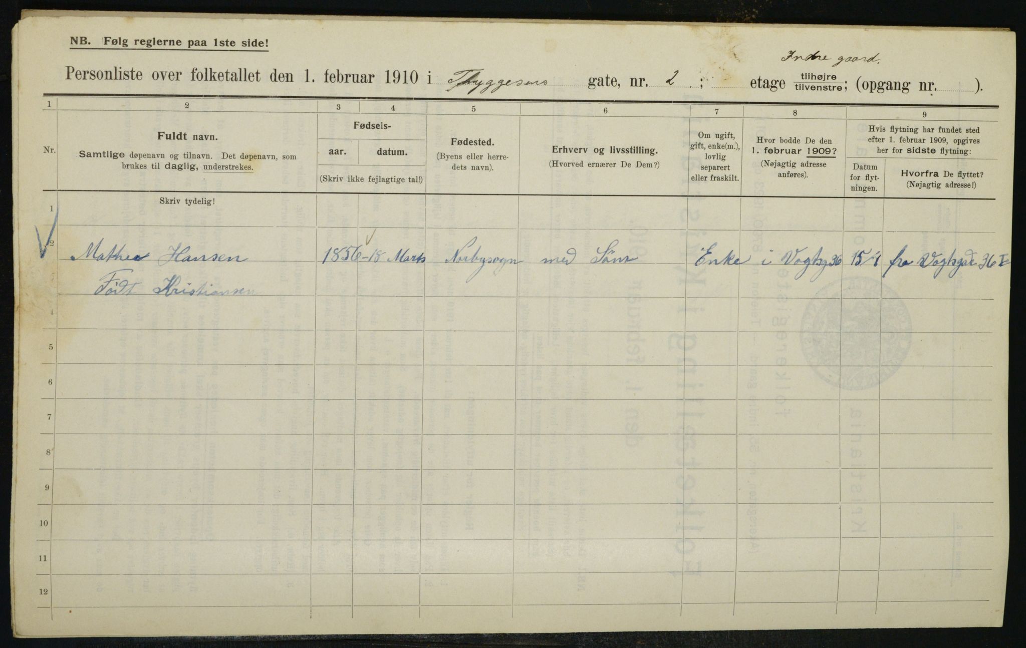 OBA, Kommunal folketelling 1.2.1910 for Kristiania, 1910, s. 105679