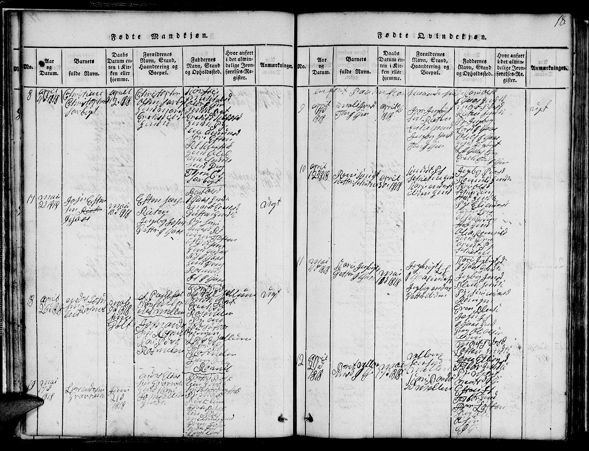 Ministerialprotokoller, klokkerbøker og fødselsregistre - Sør-Trøndelag, AV/SAT-A-1456/691/L1092: Klokkerbok nr. 691C03, 1816-1852, s. 18