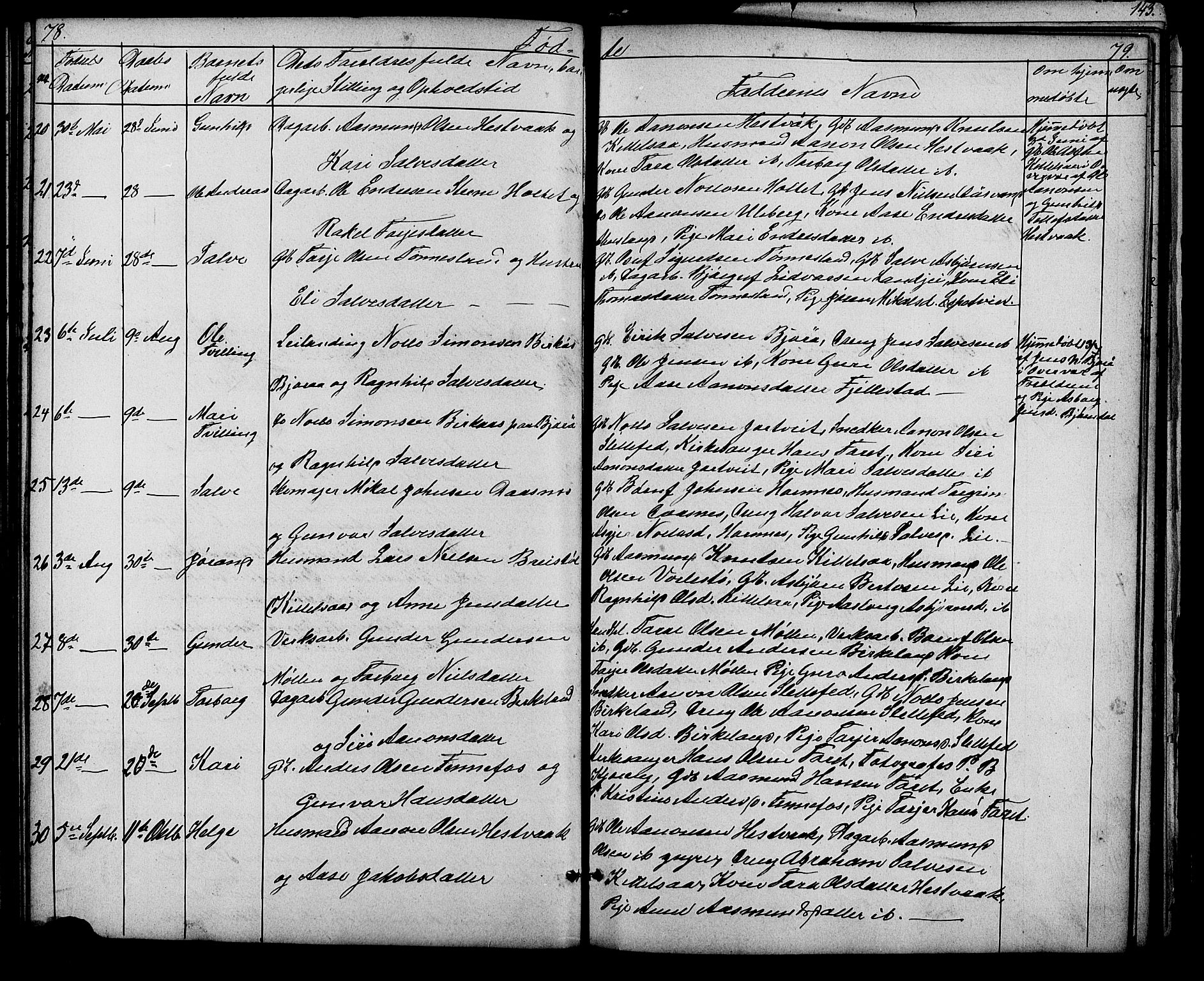 Evje sokneprestkontor, AV/SAK-1111-0008/F/Fb/Fbb/L0002: Klokkerbok nr. B 2, 1879-1909, s. 78-79