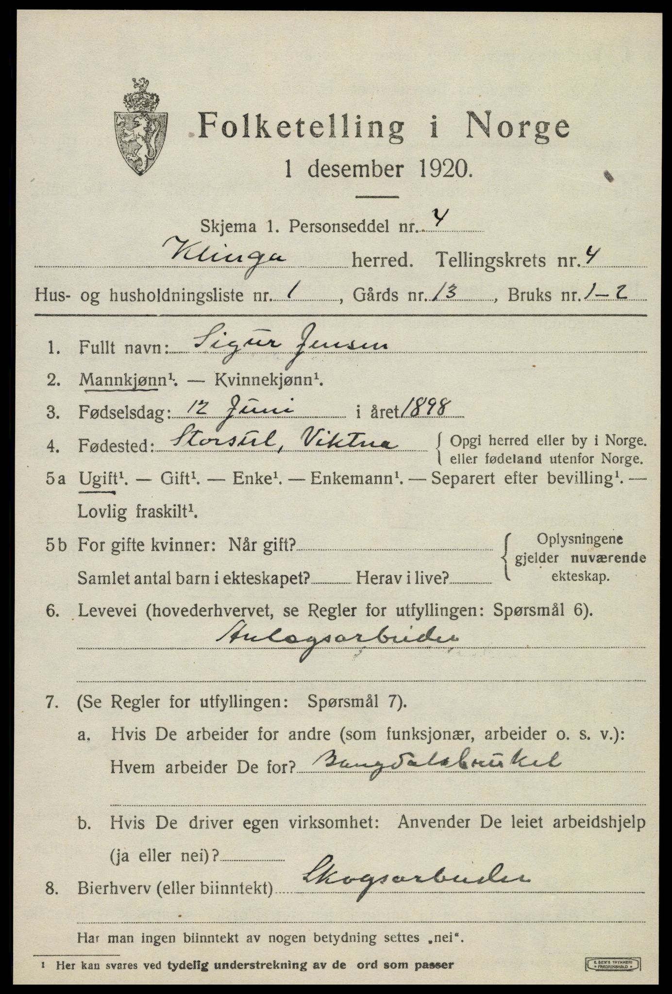 SAT, Folketelling 1920 for 1746 Klinga herred, 1920, s. 2411
