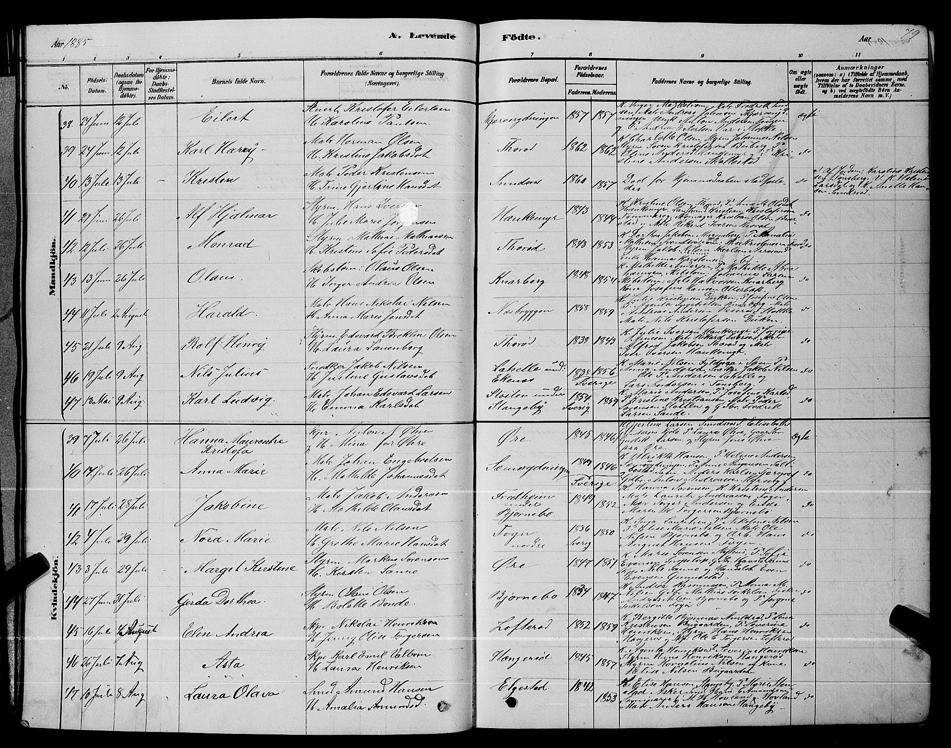 Nøtterøy kirkebøker, AV/SAKO-A-354/G/Ga/L0003: Klokkerbok nr. I 3, 1878-1893, s. 79