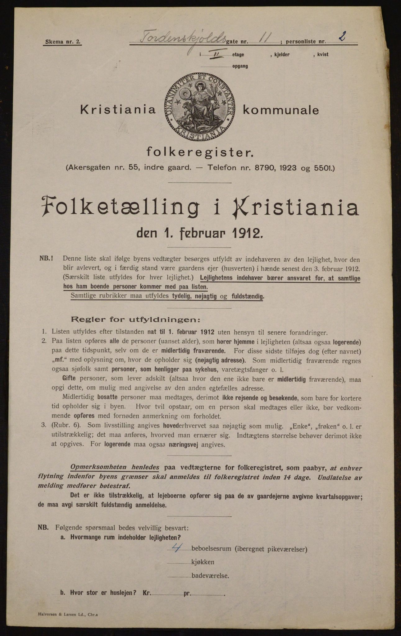 OBA, Kommunal folketelling 1.2.1912 for Kristiania, 1912, s. 113801