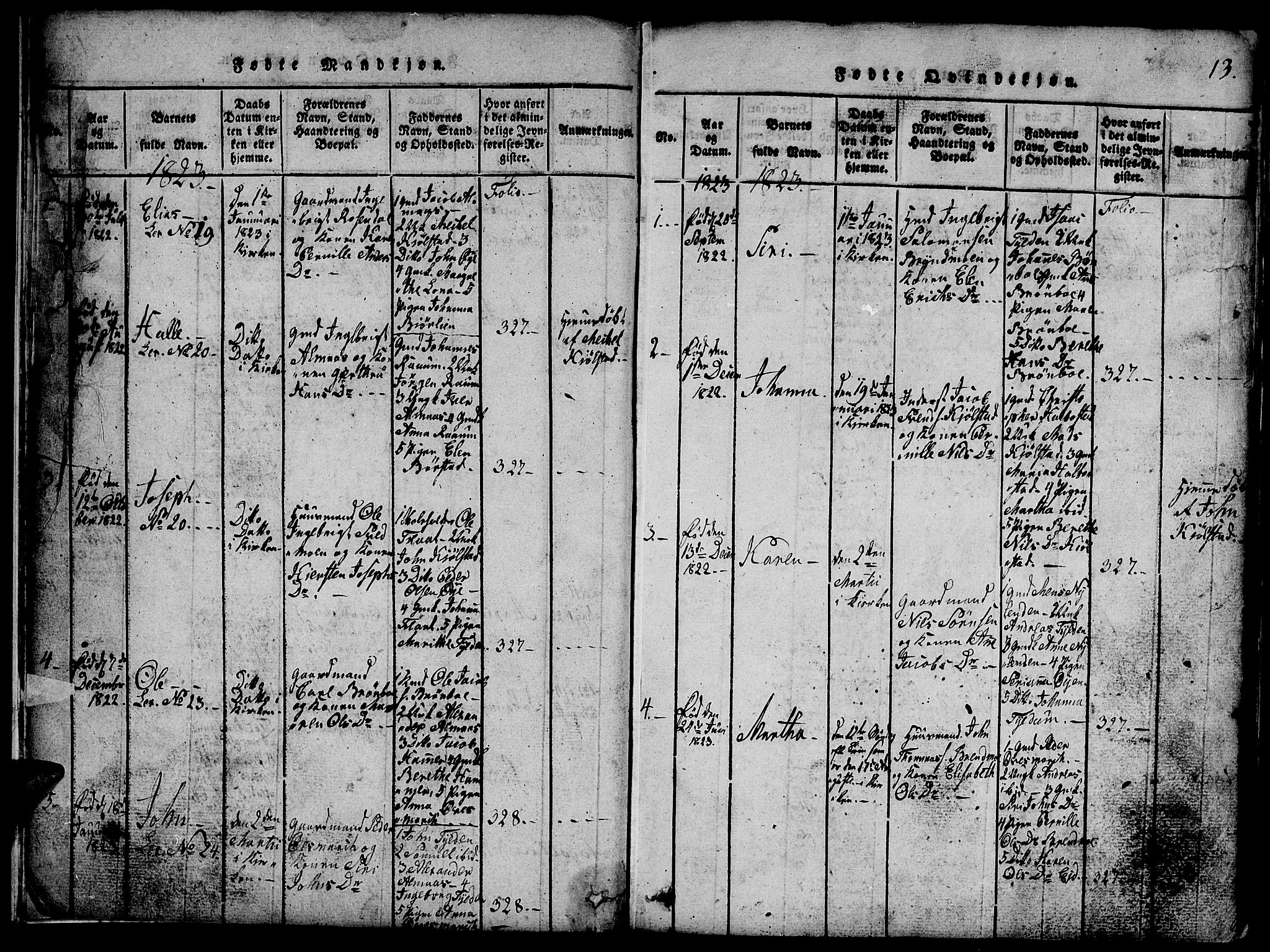 Ministerialprotokoller, klokkerbøker og fødselsregistre - Nord-Trøndelag, SAT/A-1458/765/L0562: Klokkerbok nr. 765C01, 1817-1851, s. 13