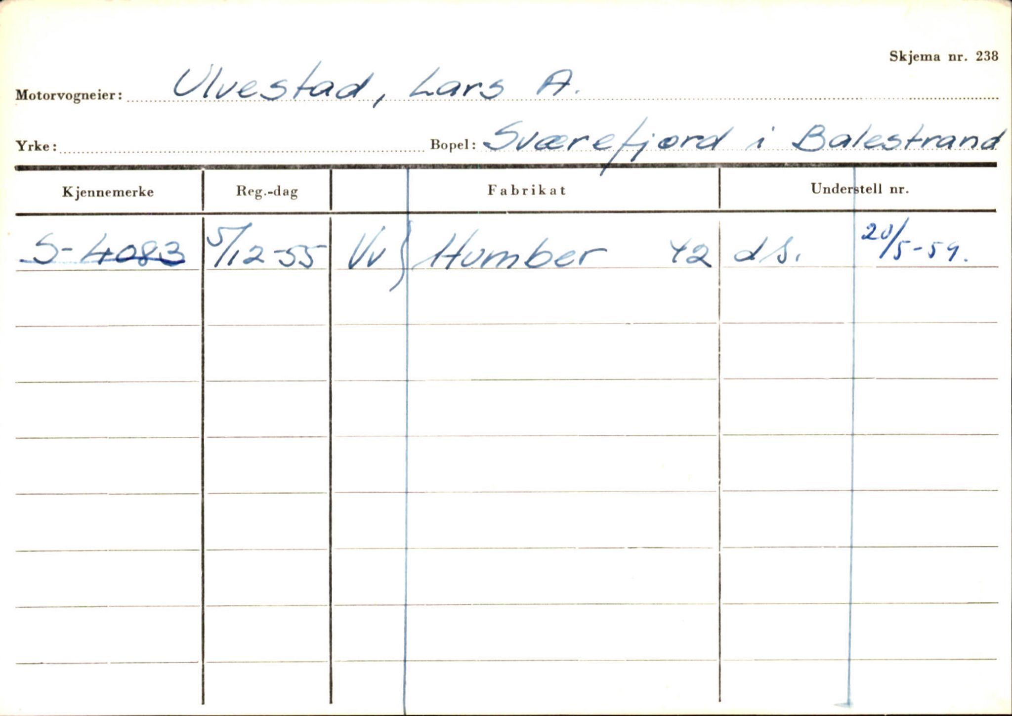 Statens vegvesen, Sogn og Fjordane vegkontor, AV/SAB-A-5301/4/F/L0132: Eigarregister Askvoll A-Å. Balestrand A-Å, 1945-1975, s. 2493