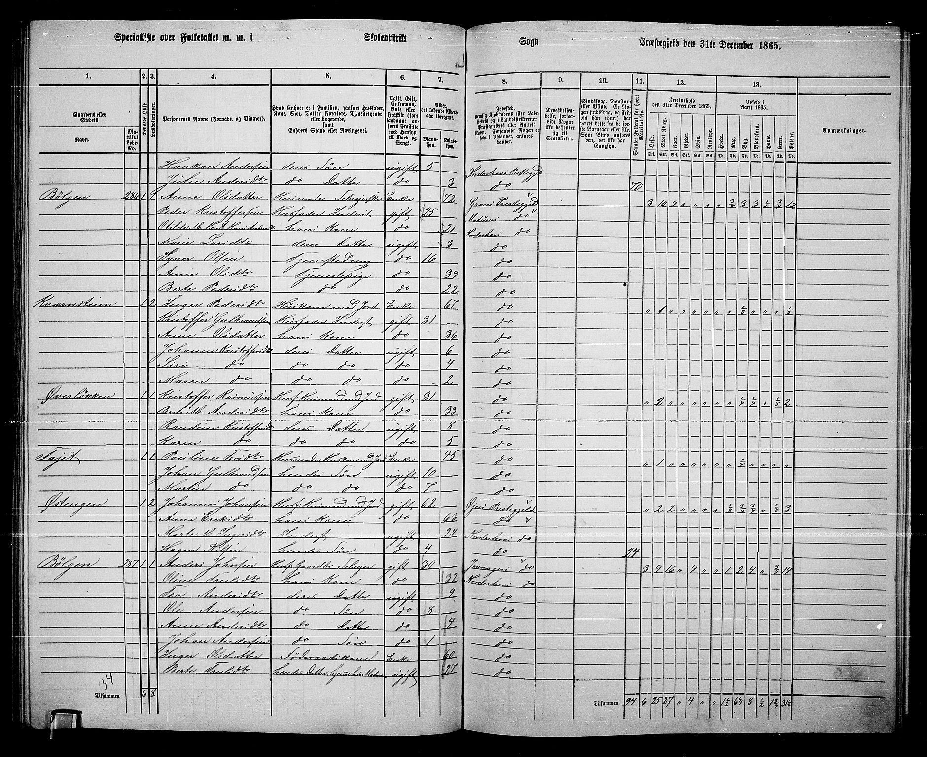 RA, Folketelling 1865 for 0613L Norderhov prestegjeld, Norderhov sokn, Haug sokn og Lunder sokn, 1865, s. 249