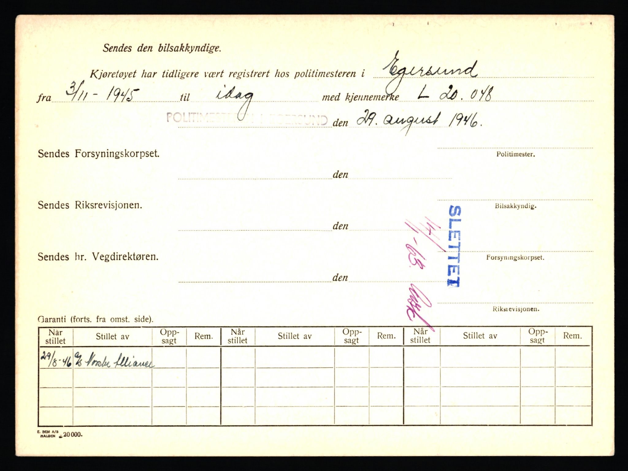 Stavanger trafikkstasjon, AV/SAST-A-101942/0/F/L0042: L-24600 - L-25233, 1930-1971, s. 238