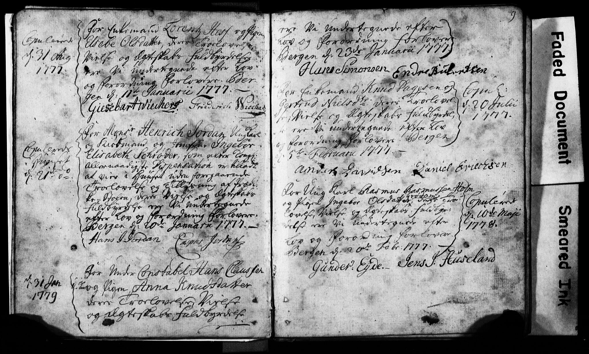 Korskirken sokneprestembete, AV/SAB-A-76101: Forlovererklæringer nr. II.5.1, 1776-1816, s. 9
