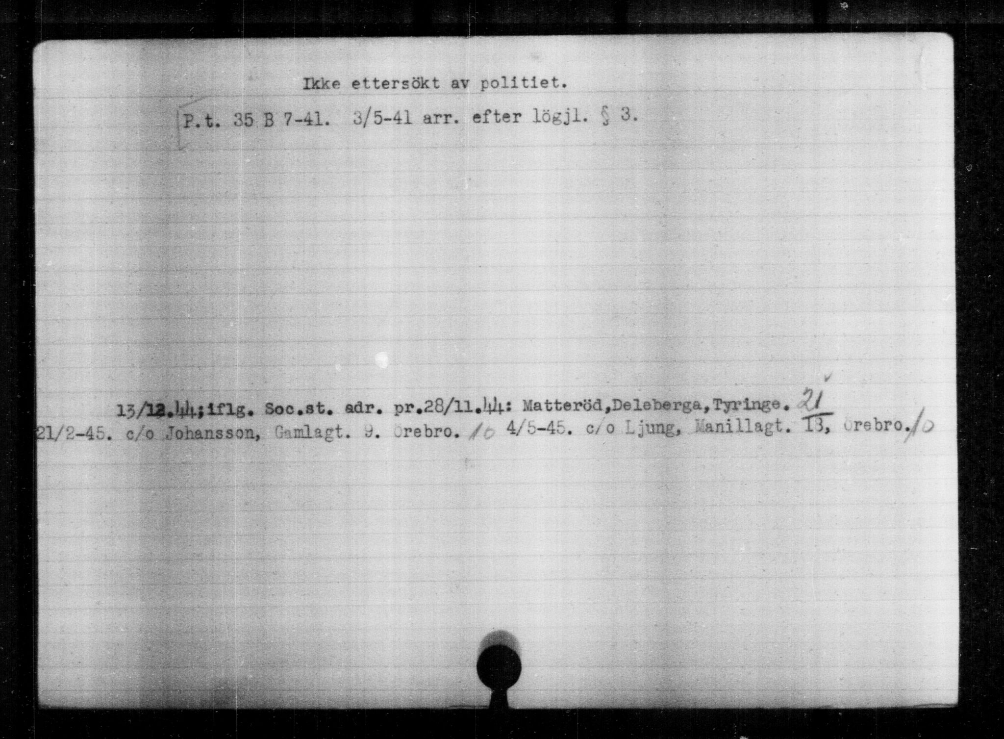 Utenriksstasjonene, Legasjonen i Stockholm, Flyktningkontoret, AV/RA-S-6753/V/Va/L0004: Kjesäterkartoteket, flyktninger med registreringsnr. 3496-6610, 1940-1945, s. 1811