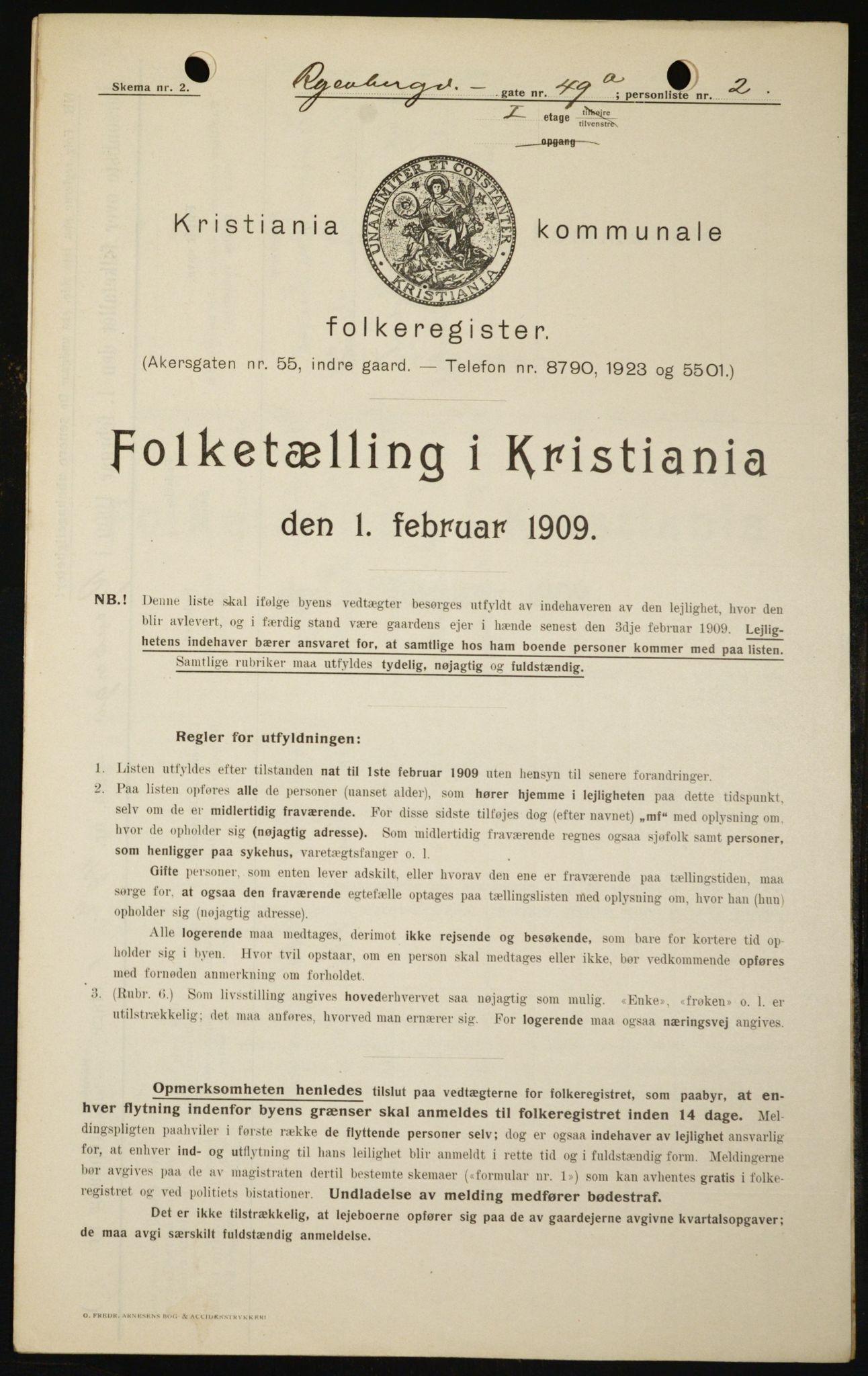 OBA, Kommunal folketelling 1.2.1909 for Kristiania kjøpstad, 1909, s. 77970