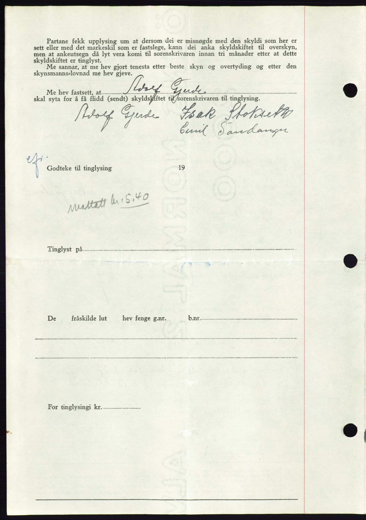 Søre Sunnmøre sorenskriveri, AV/SAT-A-4122/1/2/2C/L0078: Pantebok nr. 4A, 1946-1946, Dagboknr: 807/1946