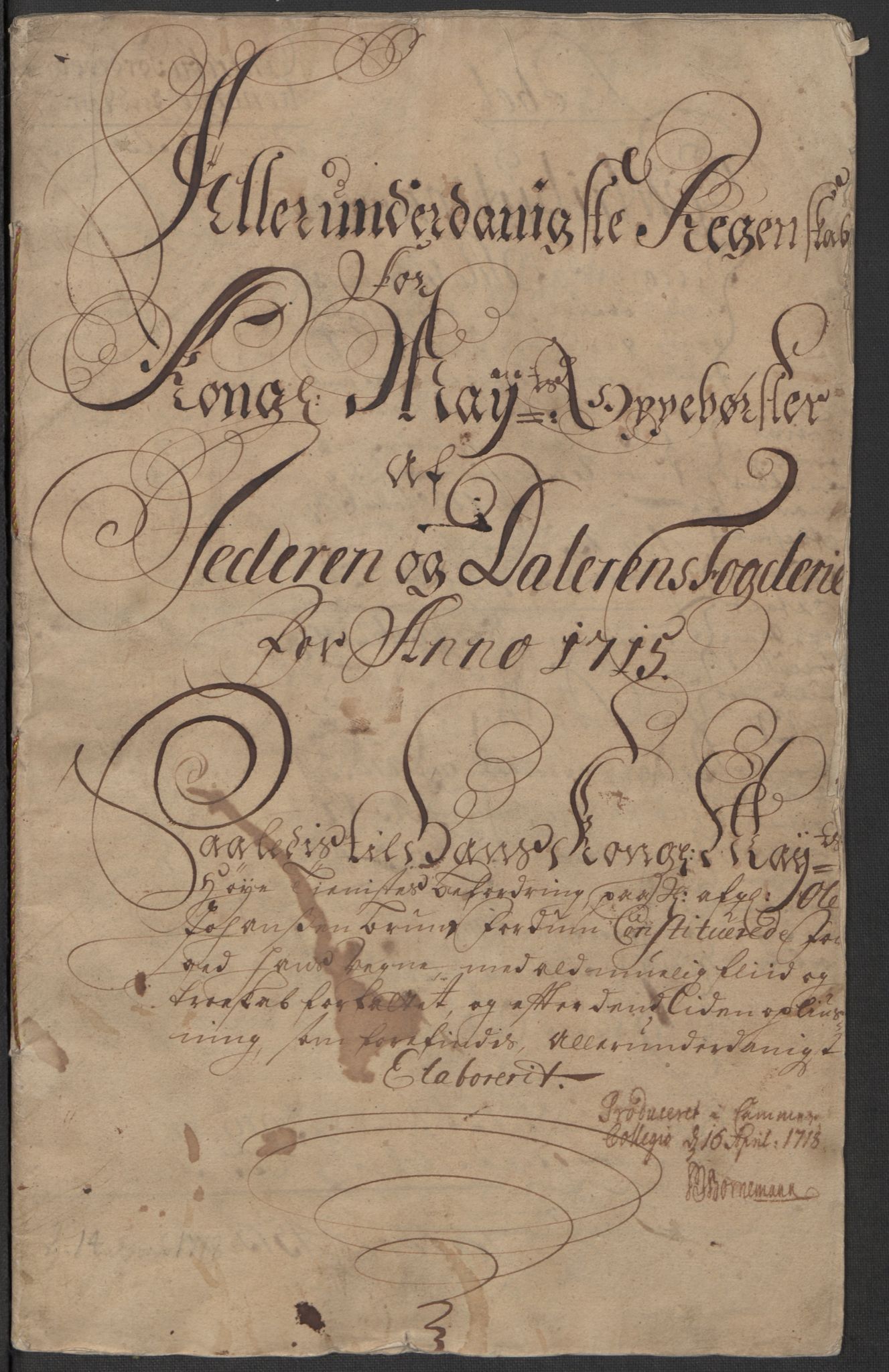 Rentekammeret inntil 1814, Reviderte regnskaper, Fogderegnskap, AV/RA-EA-4092/R46/L2740: Fogderegnskap Jæren og Dalane, 1715-1716, s. 3