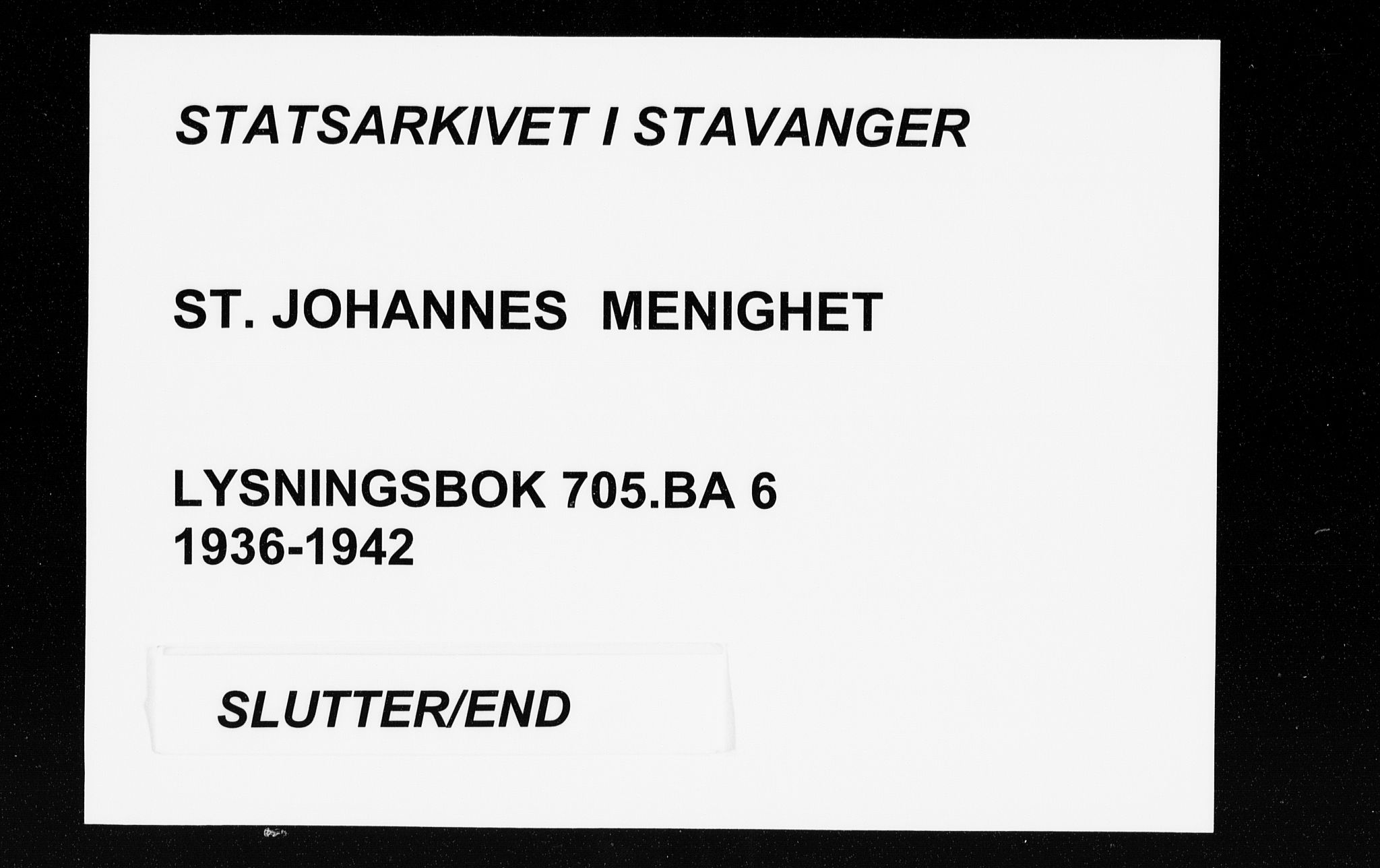 St. Johannes sokneprestkontor, SAST/A-101814/001/70/705BA/L0006: Lysningsprotokoll nr. 6, 1936-1942