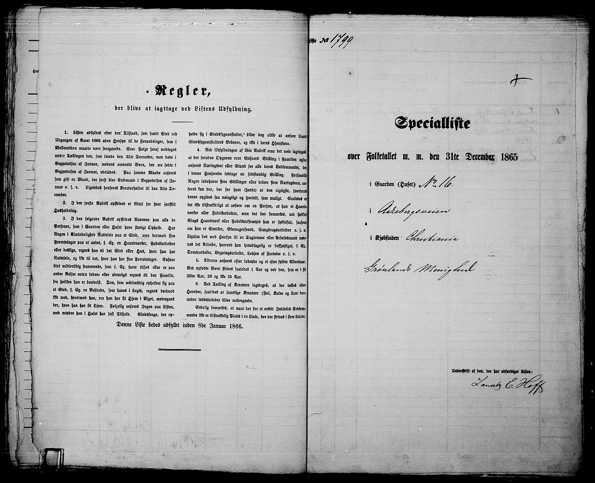 RA, Folketelling 1865 for 0301 Kristiania kjøpstad, 1865, s. 4043