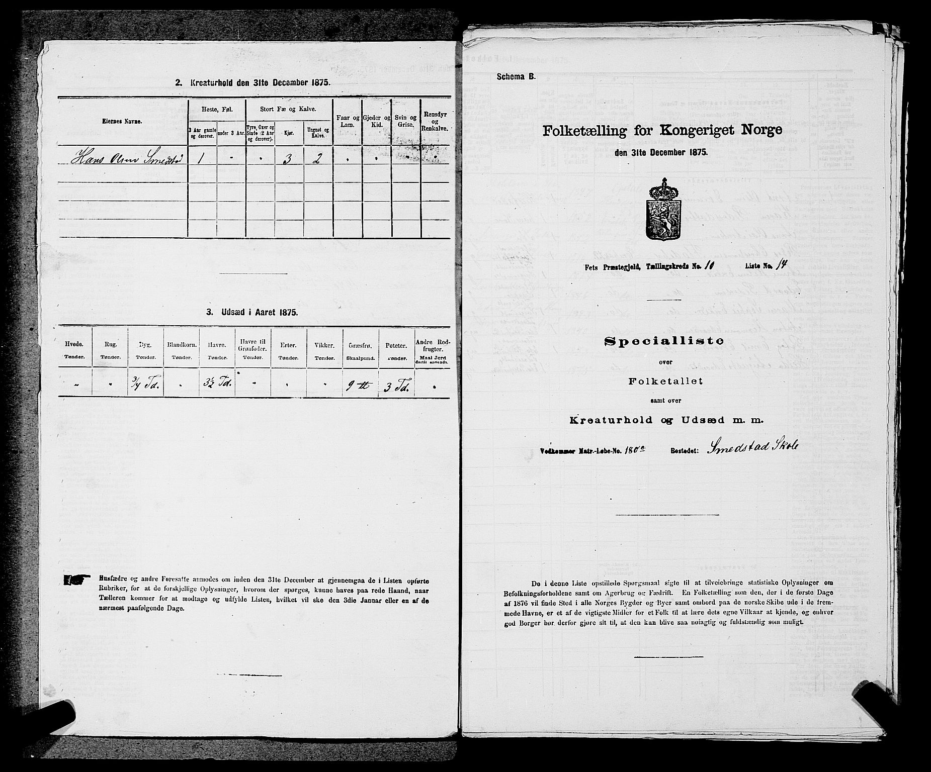 RA, Folketelling 1875 for 0227P Fet prestegjeld, 1875, s. 1355