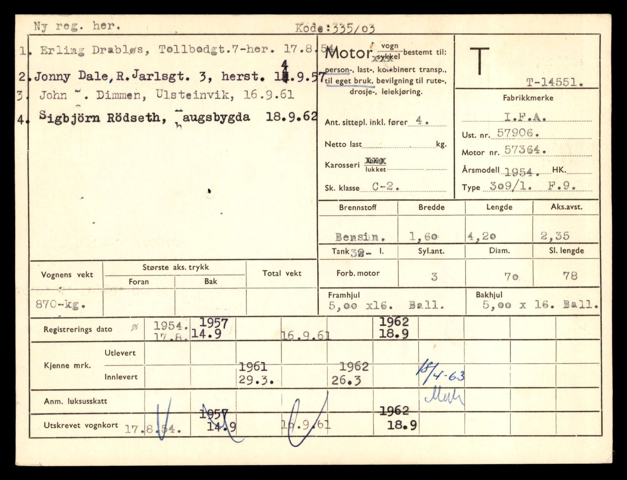 Møre og Romsdal vegkontor - Ålesund trafikkstasjon, AV/SAT-A-4099/F/Fe/L0046: Registreringskort for kjøretøy T 14445 - T 14579, 1927-1998