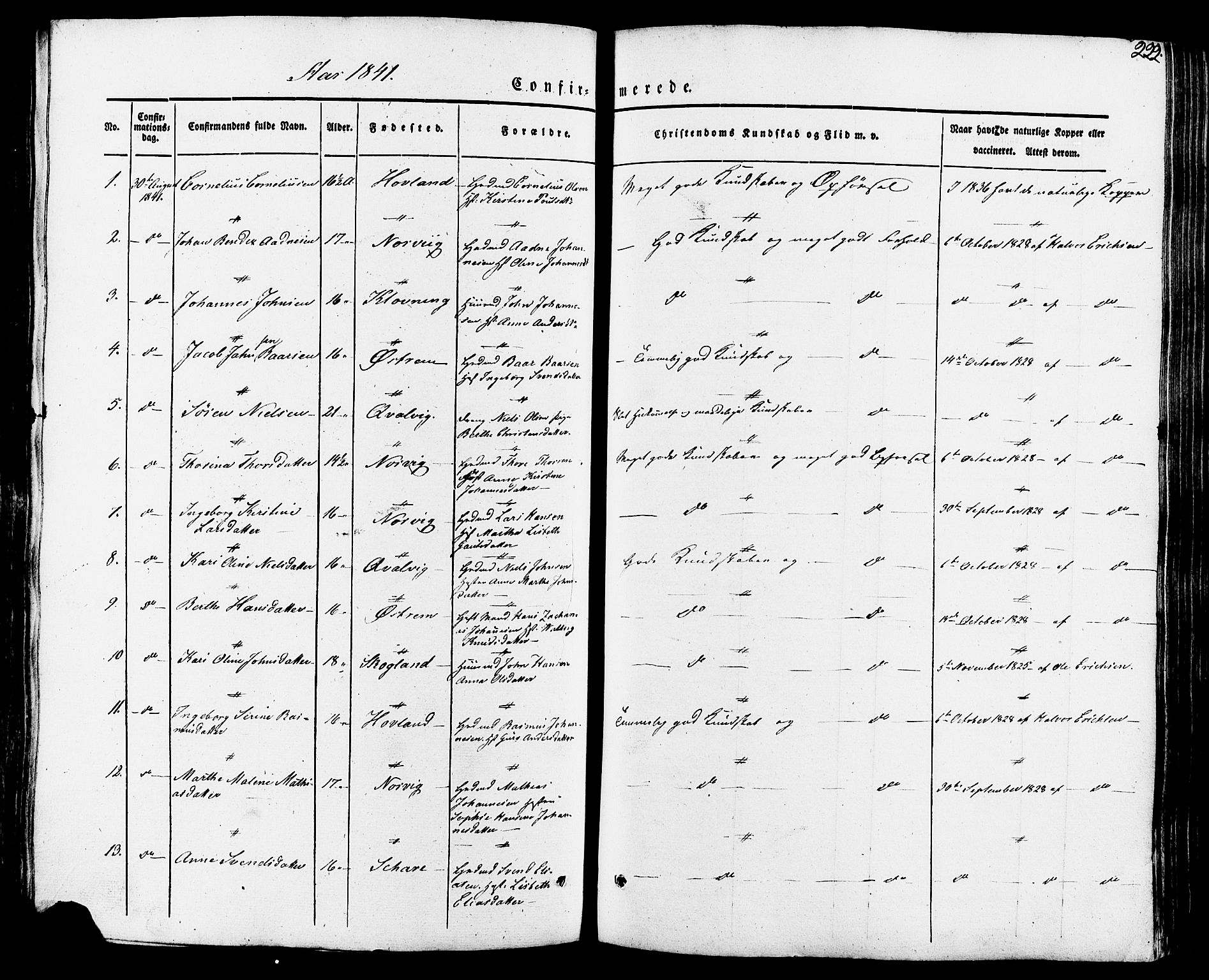 Torvastad sokneprestkontor, SAST/A -101857/H/Ha/Haa/L0007: Ministerialbok nr. A 7, 1838-1882, s. 222