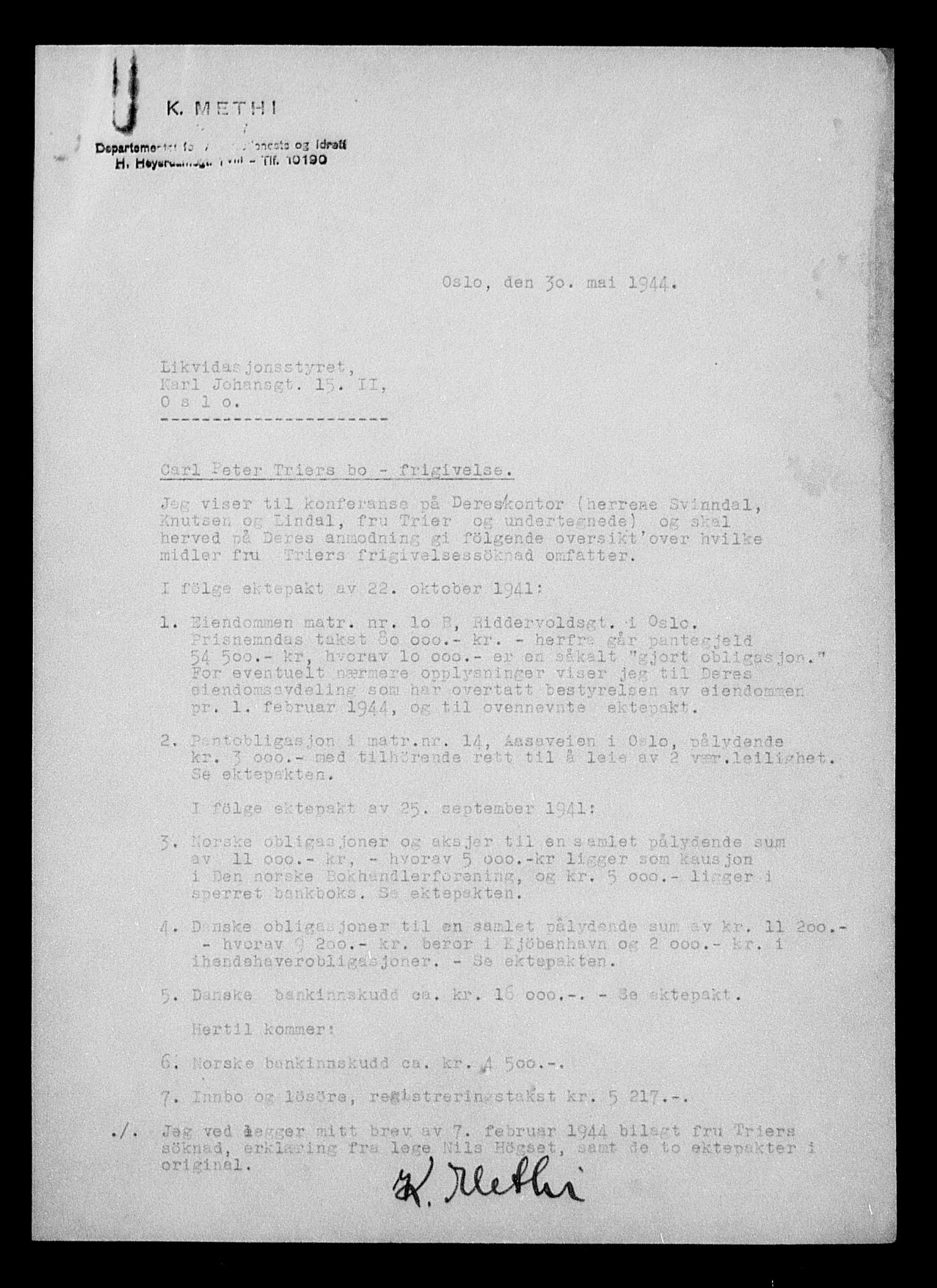 Justisdepartementet, Tilbakeføringskontoret for inndratte formuer, AV/RA-S-1564/H/Hc/Hcc/L0984: --, 1945-1947, s. 407