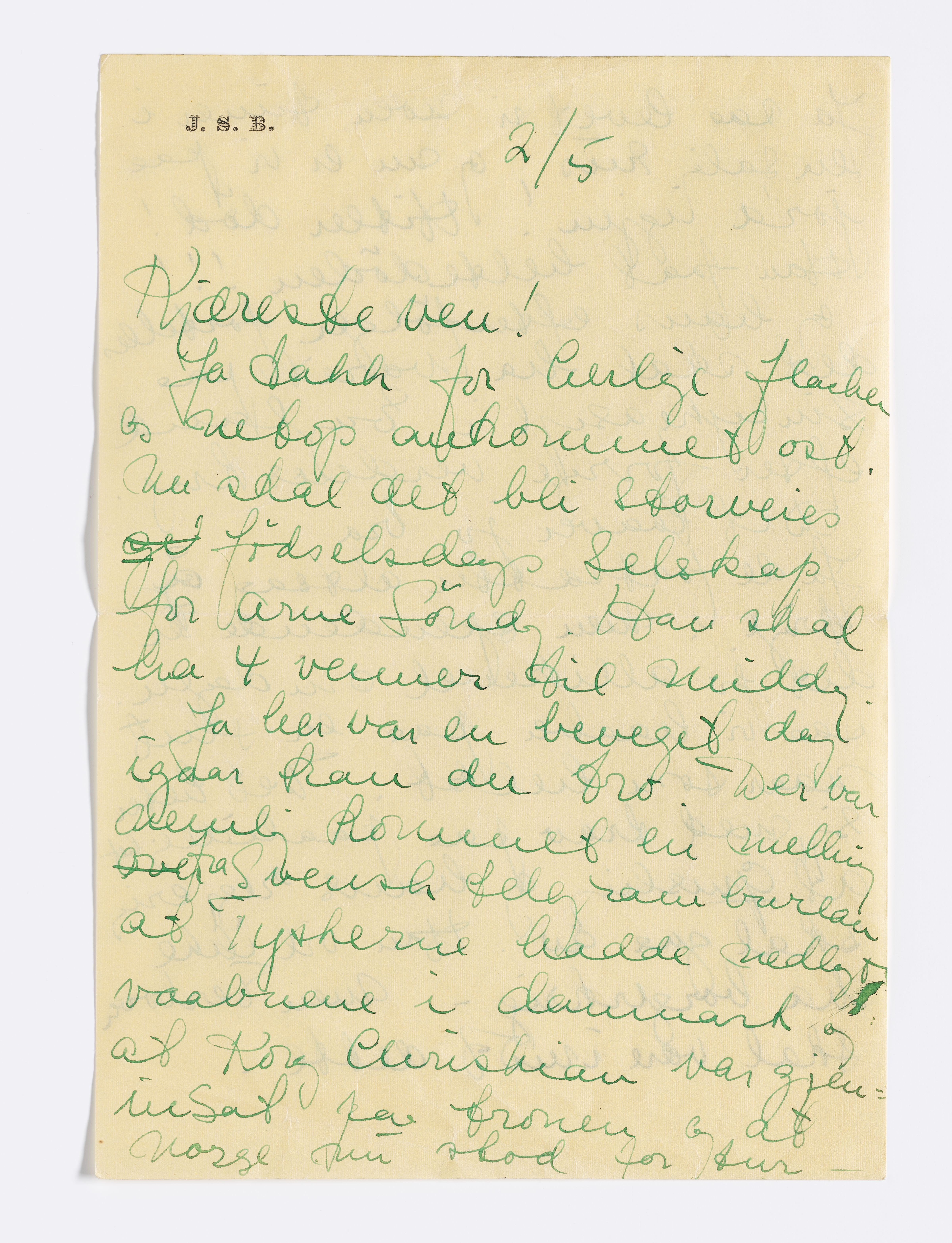 Johannes Sejersted Bødtker, AFM/GRI-1001/D/Db/Dbb/L0003/0009: Inngående brev / Brev, 1945