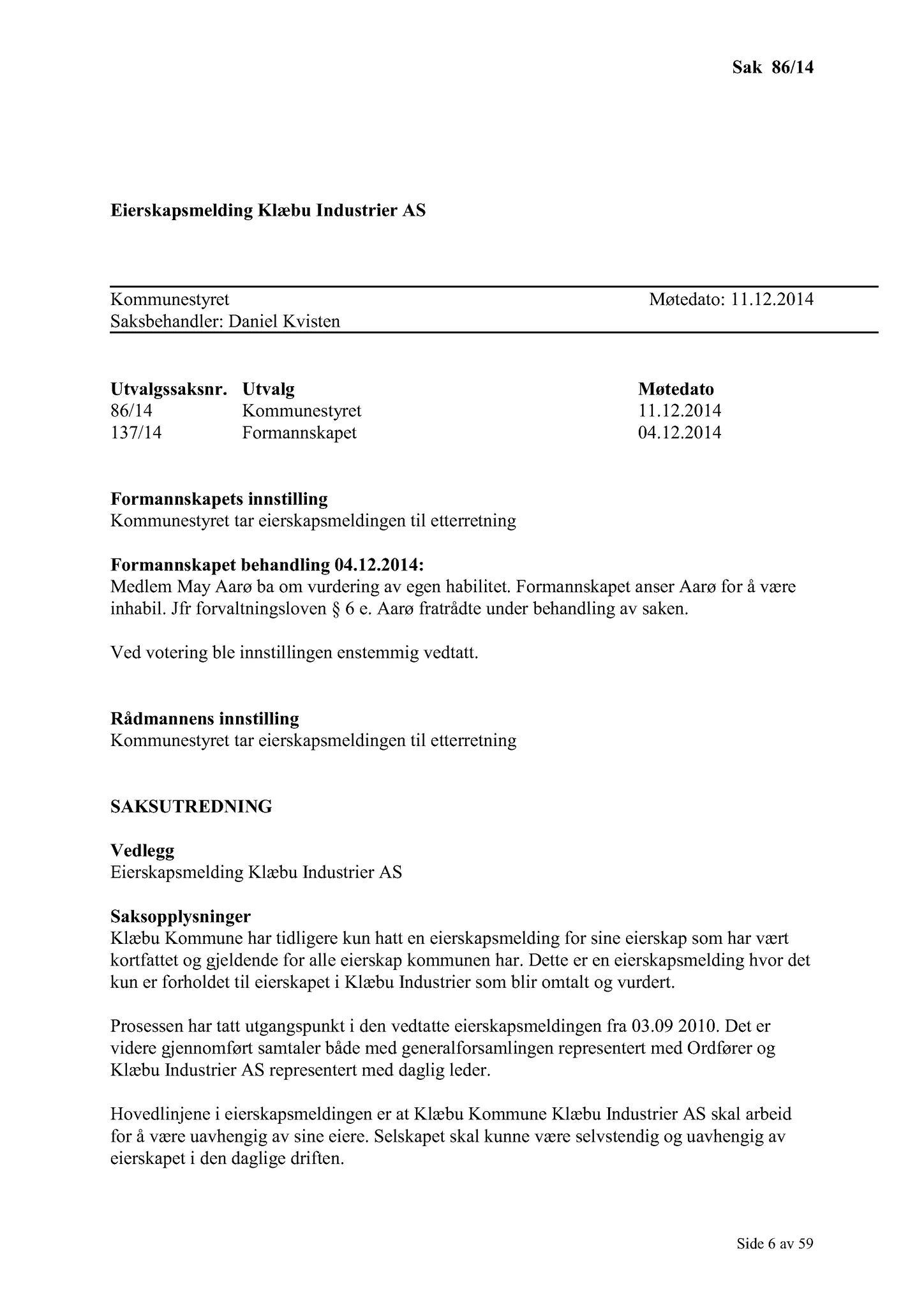 Klæbu Kommune, TRKO/KK/01-KS/L007: Kommunestyret - Møtedokumenter, 2014, s. 2114