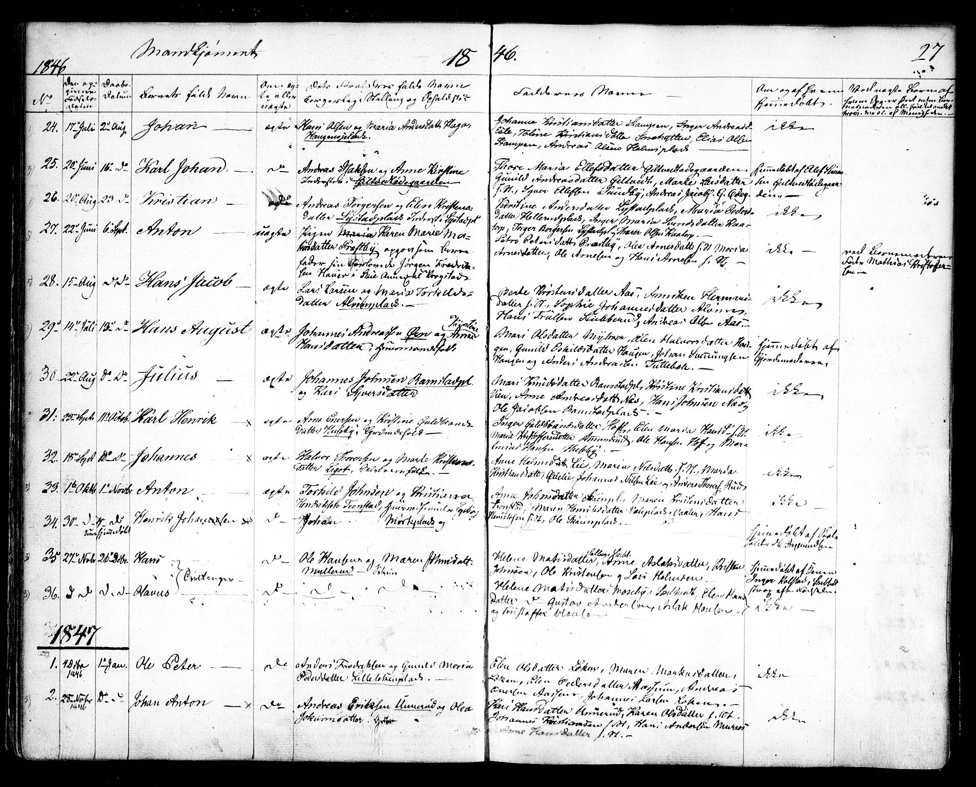 Spydeberg prestekontor Kirkebøker, AV/SAO-A-10924/F/Fa/L0005: Ministerialbok nr. I 5, 1842-1862, s. 27
