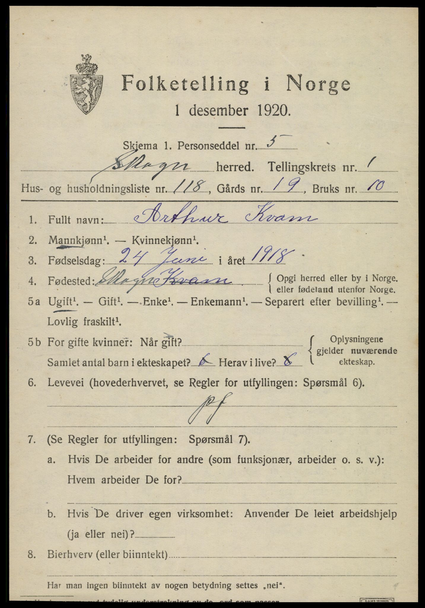 SAT, Folketelling 1920 for 1719 Skogn herred, 1920, s. 2865
