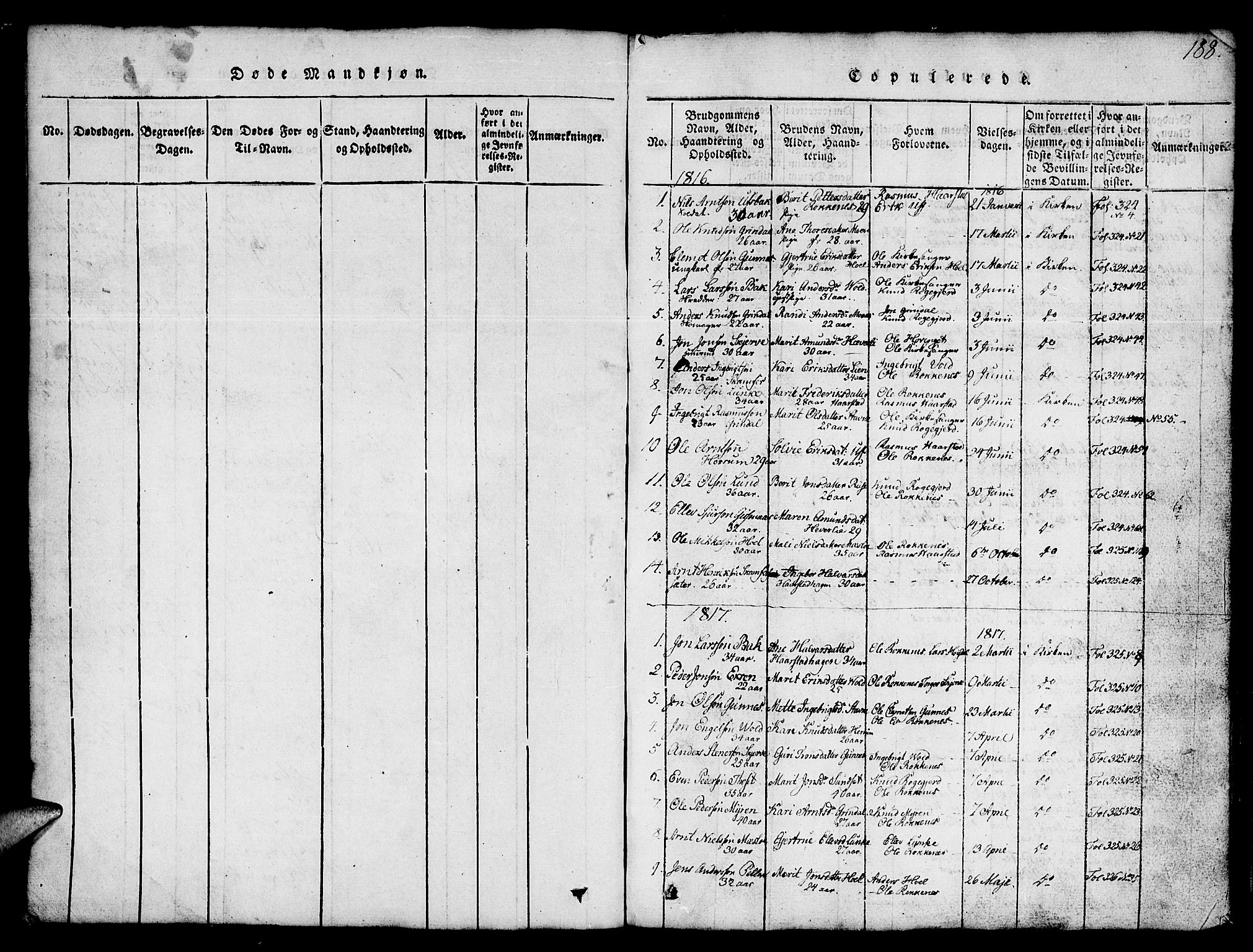 Ministerialprotokoller, klokkerbøker og fødselsregistre - Sør-Trøndelag, AV/SAT-A-1456/674/L0874: Klokkerbok nr. 674C01, 1816-1860, s. 188