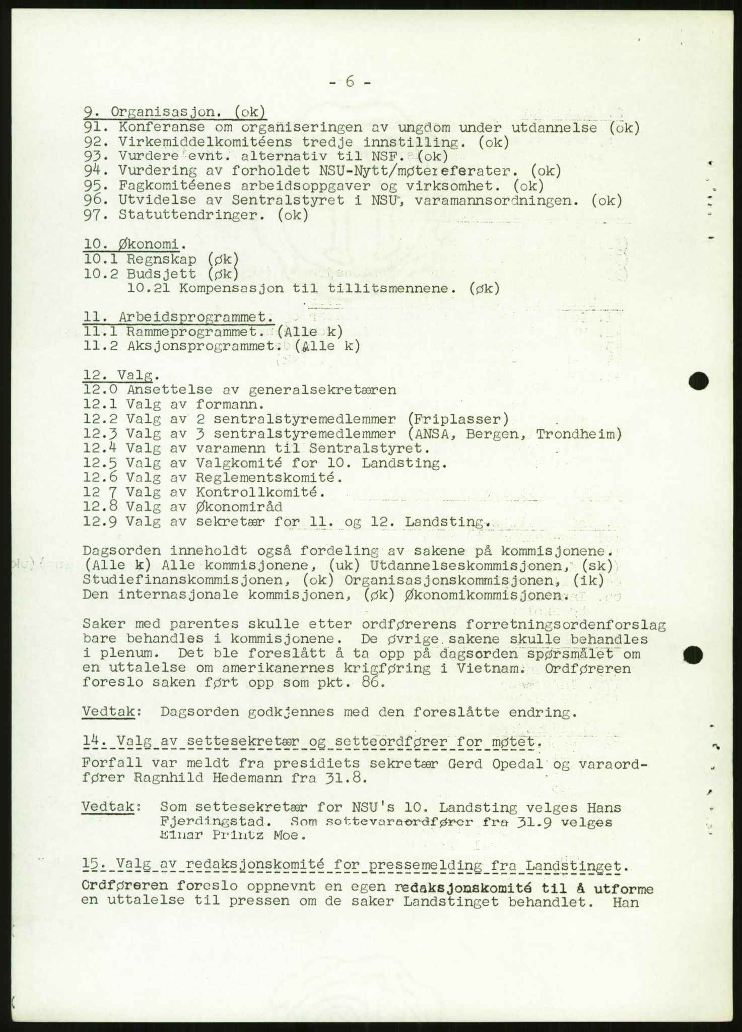 Norsk Studentunion, AV/RA-PA-0794/Fg/L0067: Landstinget, 1968-1979