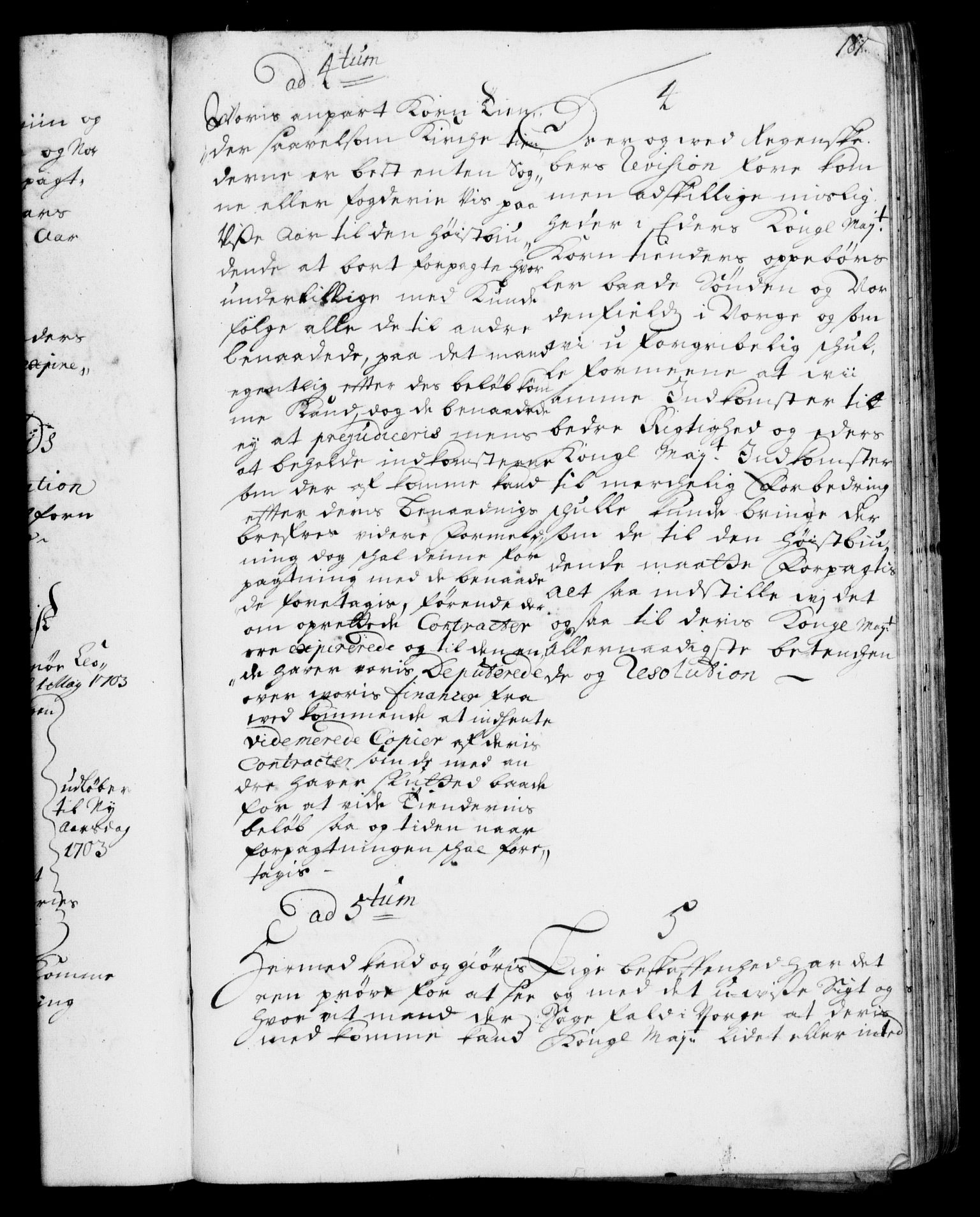Rentekammeret, Kammerkanselliet, RA/EA-3111/G/Gf/Gfa/L0001: Resolusjonsprotokoll med register (merket RK 52.1), 1695-1706, s. 181