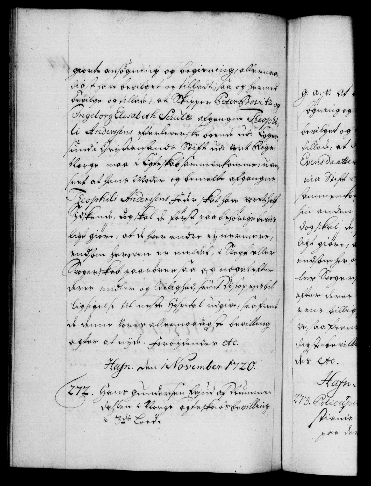 Danske Kanselli 1572-1799, RA/EA-3023/F/Fc/Fca/Fcaa/L0023: Norske registre, 1720-1722, s. 184b