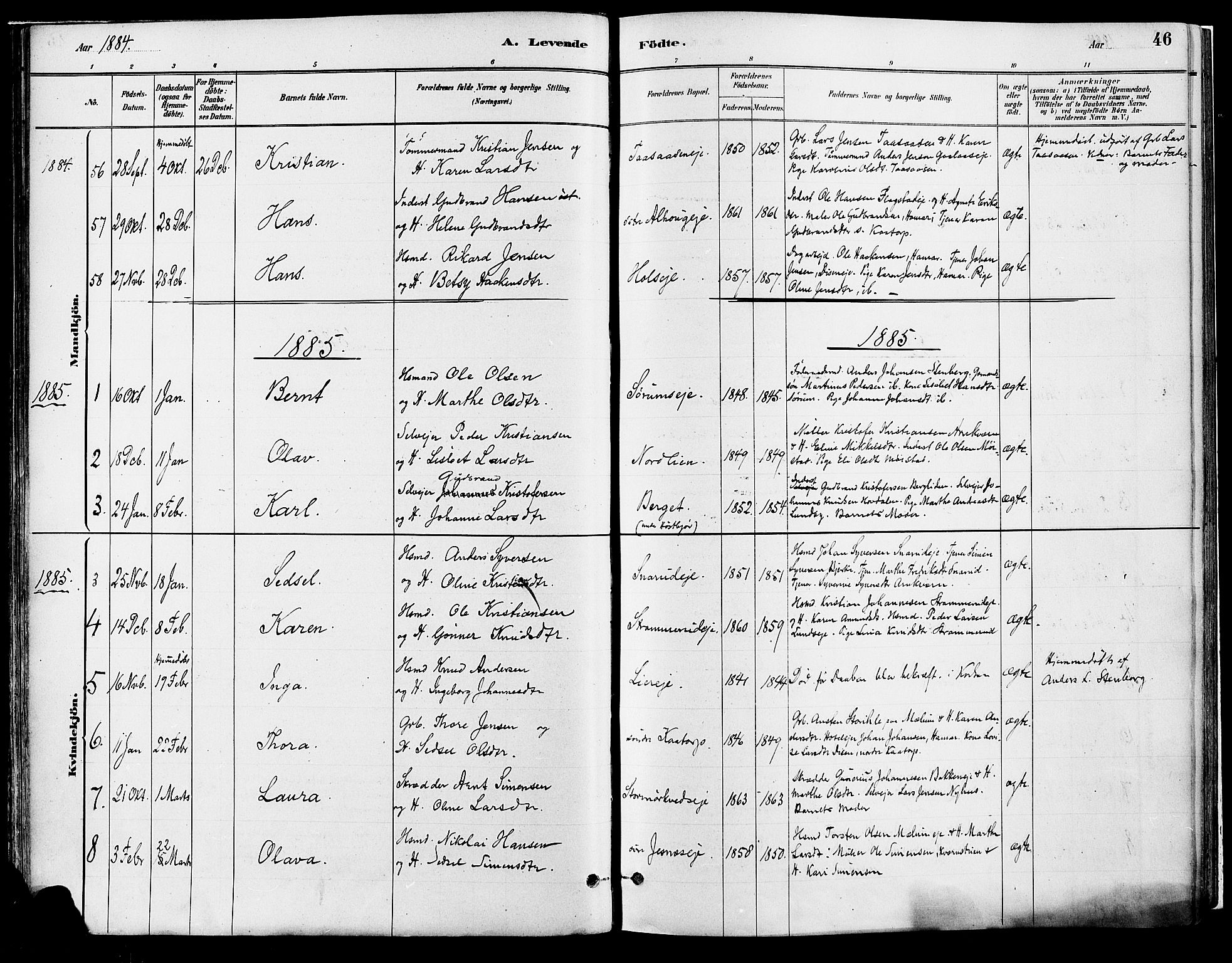 Vang prestekontor, Hedmark, AV/SAH-PREST-008/H/Ha/Haa/L0018A: Ministerialbok nr. 18A, 1880-1906, s. 46