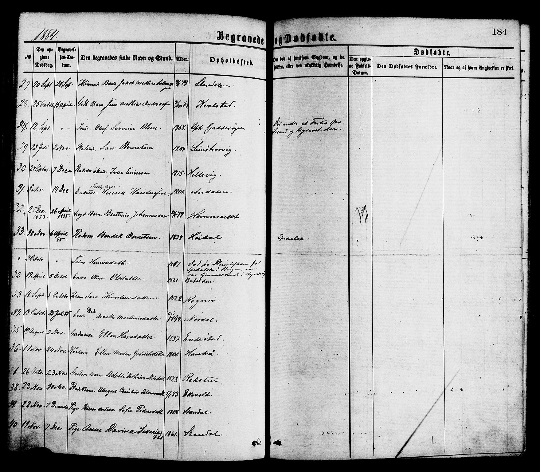 Kinn sokneprestembete, AV/SAB-A-80801/H/Haa/Haaa/L0013: Ministerialbok nr. A 13, 1870-1885, s. 184