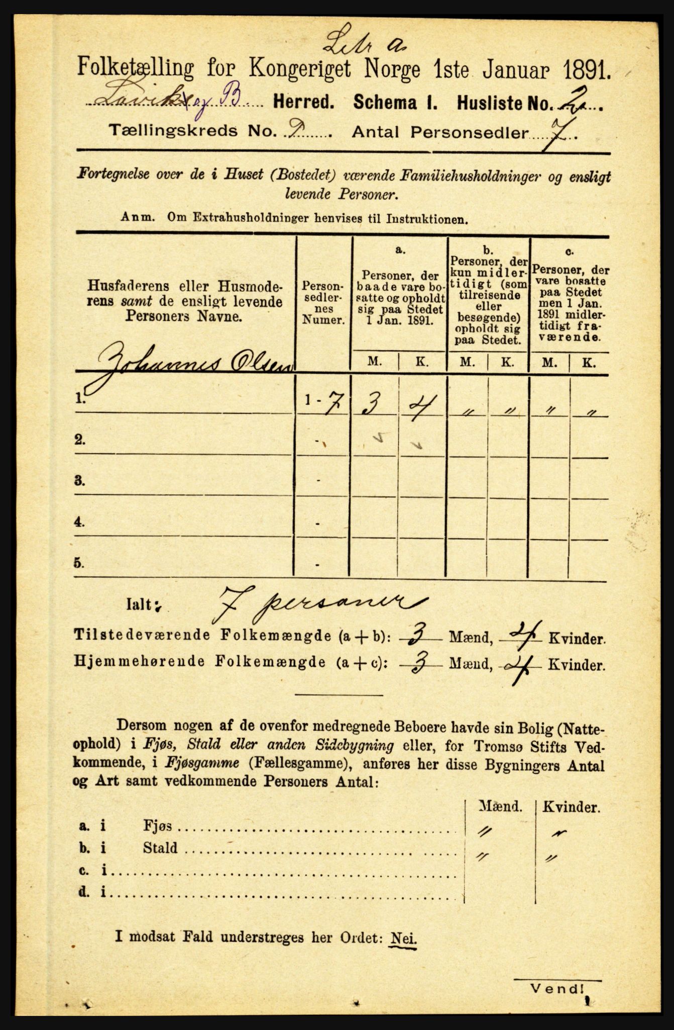 RA, Folketelling 1891 for 1415 Lavik og Brekke herred, 1891, s. 1779