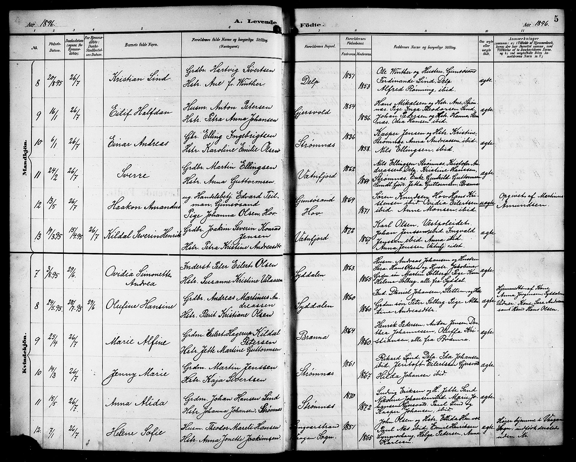 Ministerialprotokoller, klokkerbøker og fødselsregistre - Nordland, AV/SAT-A-1459/876/L1105: Klokkerbok nr. 876C04, 1896-1914, s. 5