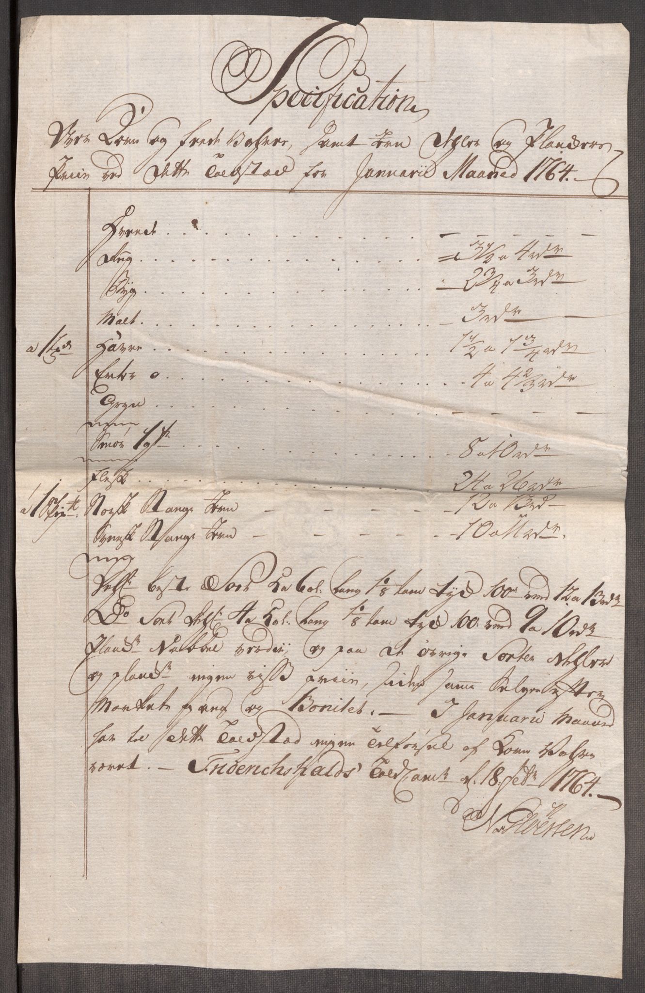 Rentekammeret inntil 1814, Realistisk ordnet avdeling, AV/RA-EA-4070/Oe/L0008: [Ø1]: Priskuranter, 1764-1768, s. 5