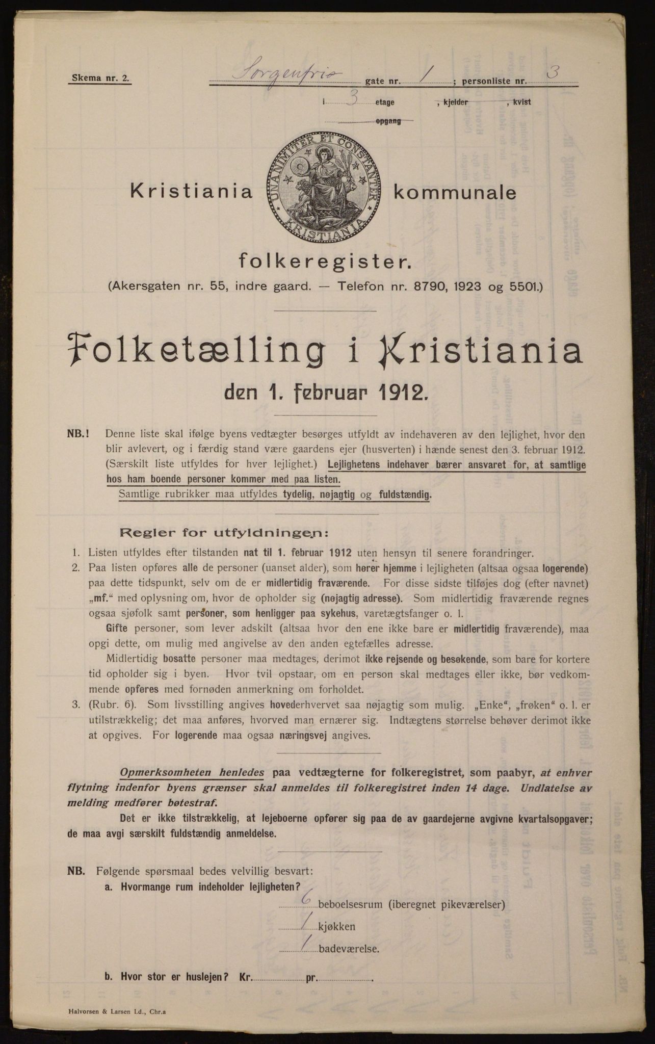 OBA, Kommunal folketelling 1.2.1912 for Kristiania, 1912, s. 100082