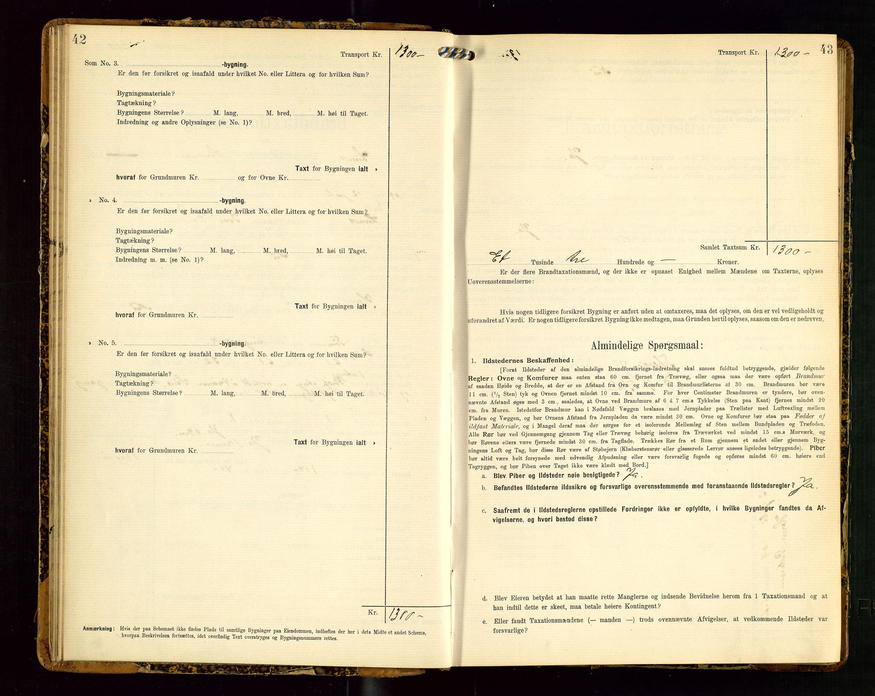 Lund lensmannskontor, AV/SAST-A-100303/Gob/L0002: "Brandtakstprotokol", 1908-1918, s. 42-43