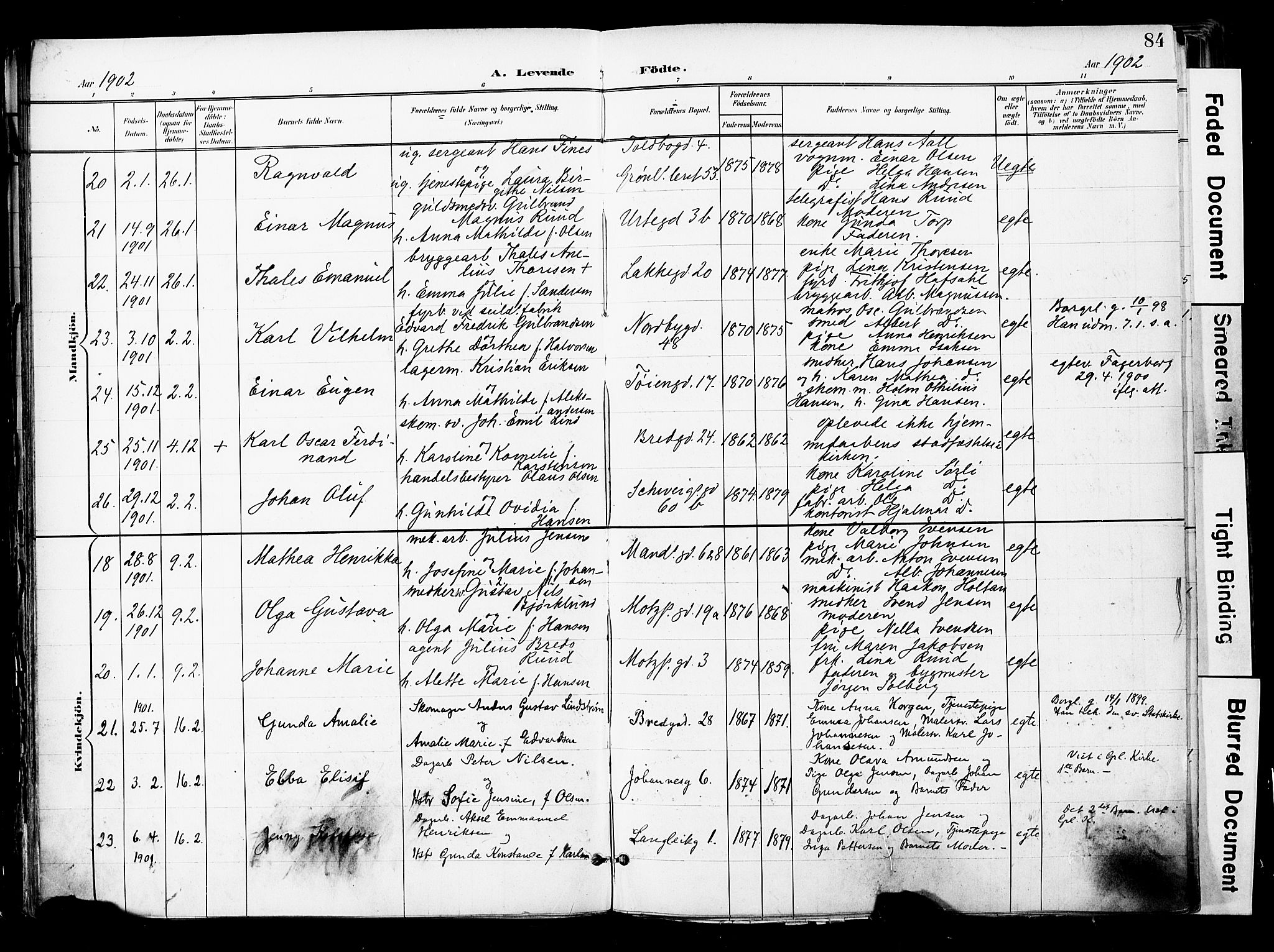Grønland prestekontor Kirkebøker, AV/SAO-A-10848/F/Fa/L0014: Ministerialbok nr. 14, 1900-1911, s. 84