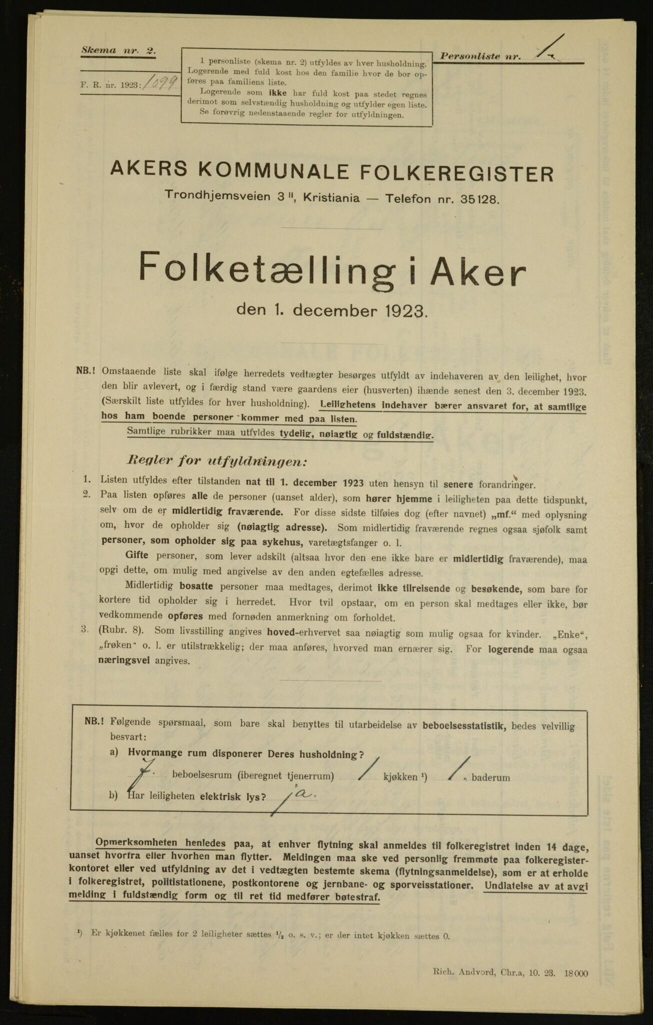 , Kommunal folketelling 1.12.1923 for Aker, 1923, s. 6645