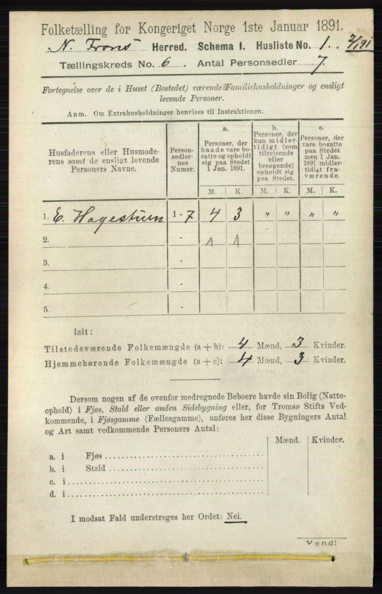 RA, Folketelling 1891 for 0518 Nord-Fron herred, 1891, s. 2166
