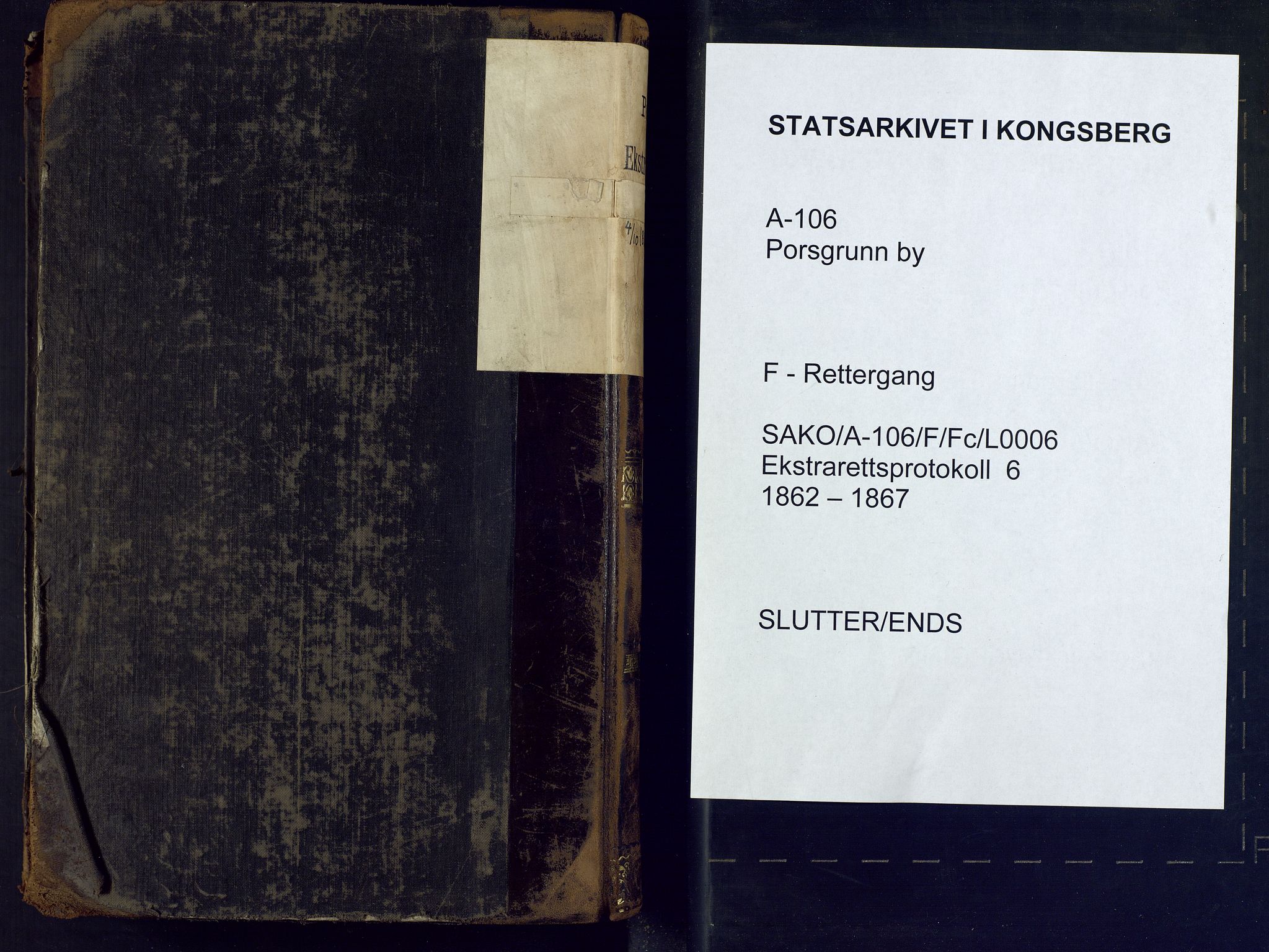 Porsgrunn byfogd, SAKO/A-106/F/Fc/L0006: Ekstrarettsprotokoll - F, 1862-1867